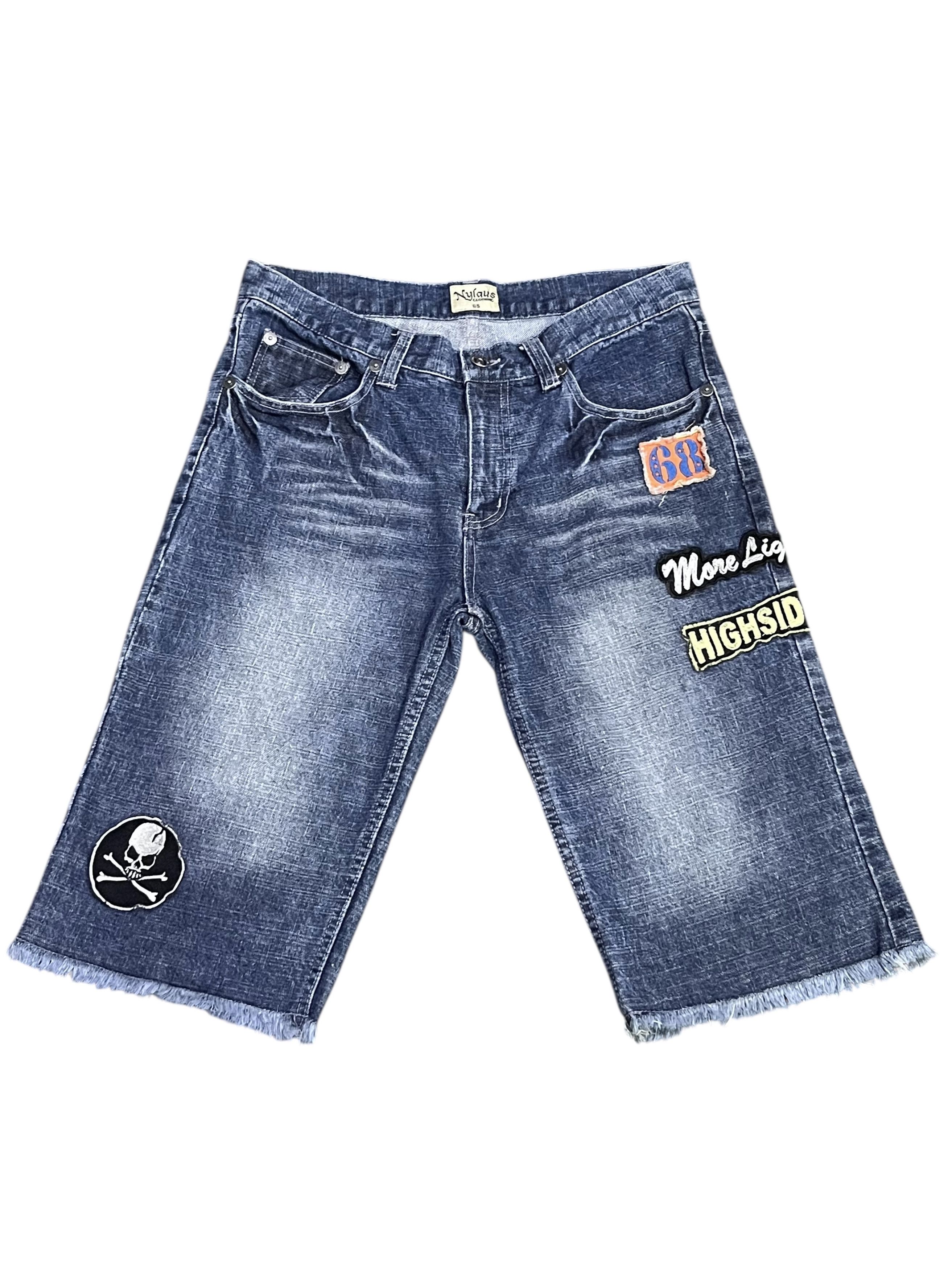 Japanese Brand 💀Vintage NYLAUS Released Hem Punk Patches Shorts Size US 31 - 1 Thumbnail