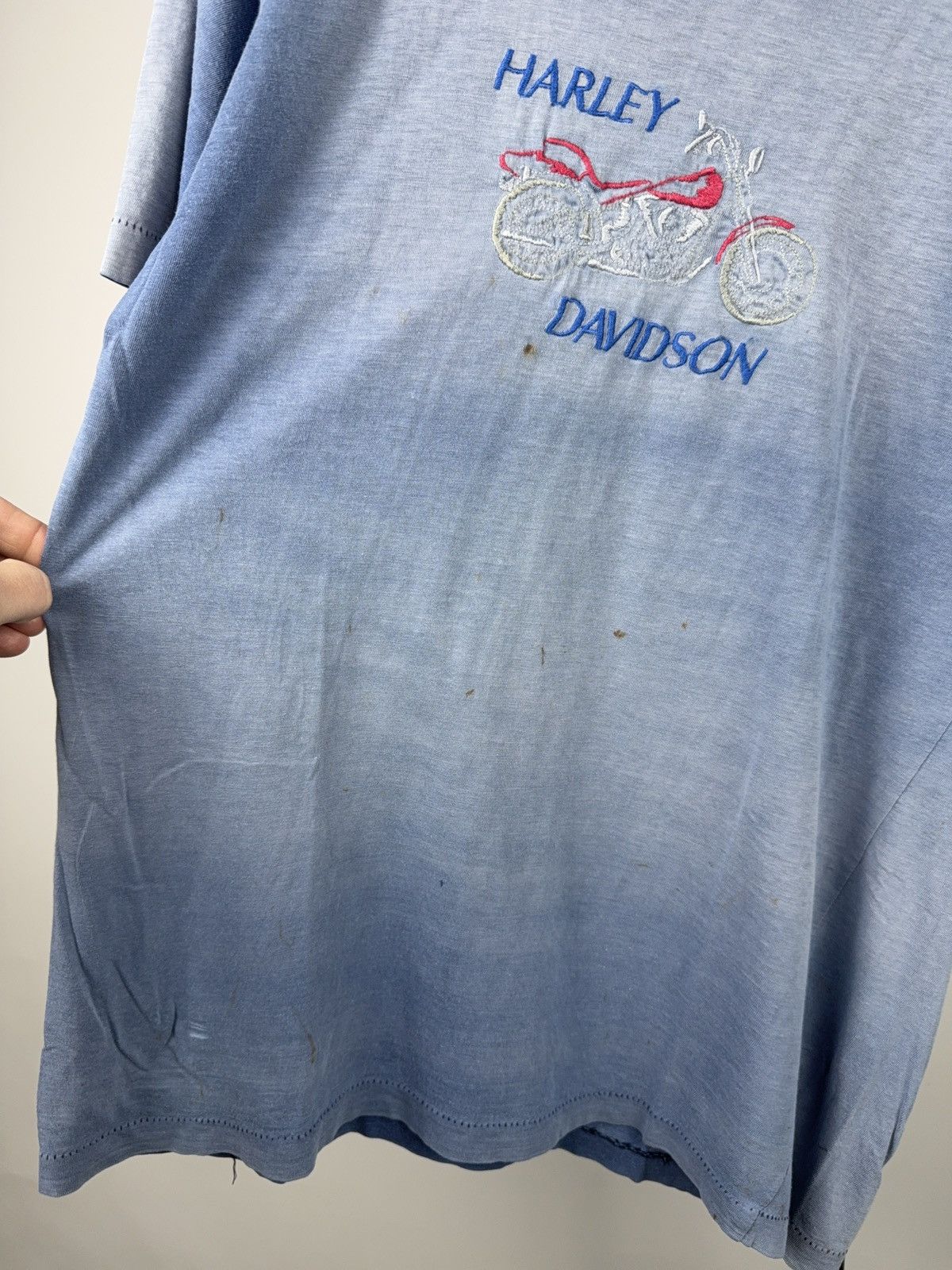 Harley Davidson 90s Vntg Distressed Harley Davidson Embroidered Motorcycle Size US M / EU 48-50 / 2 - 10 Thumbnail