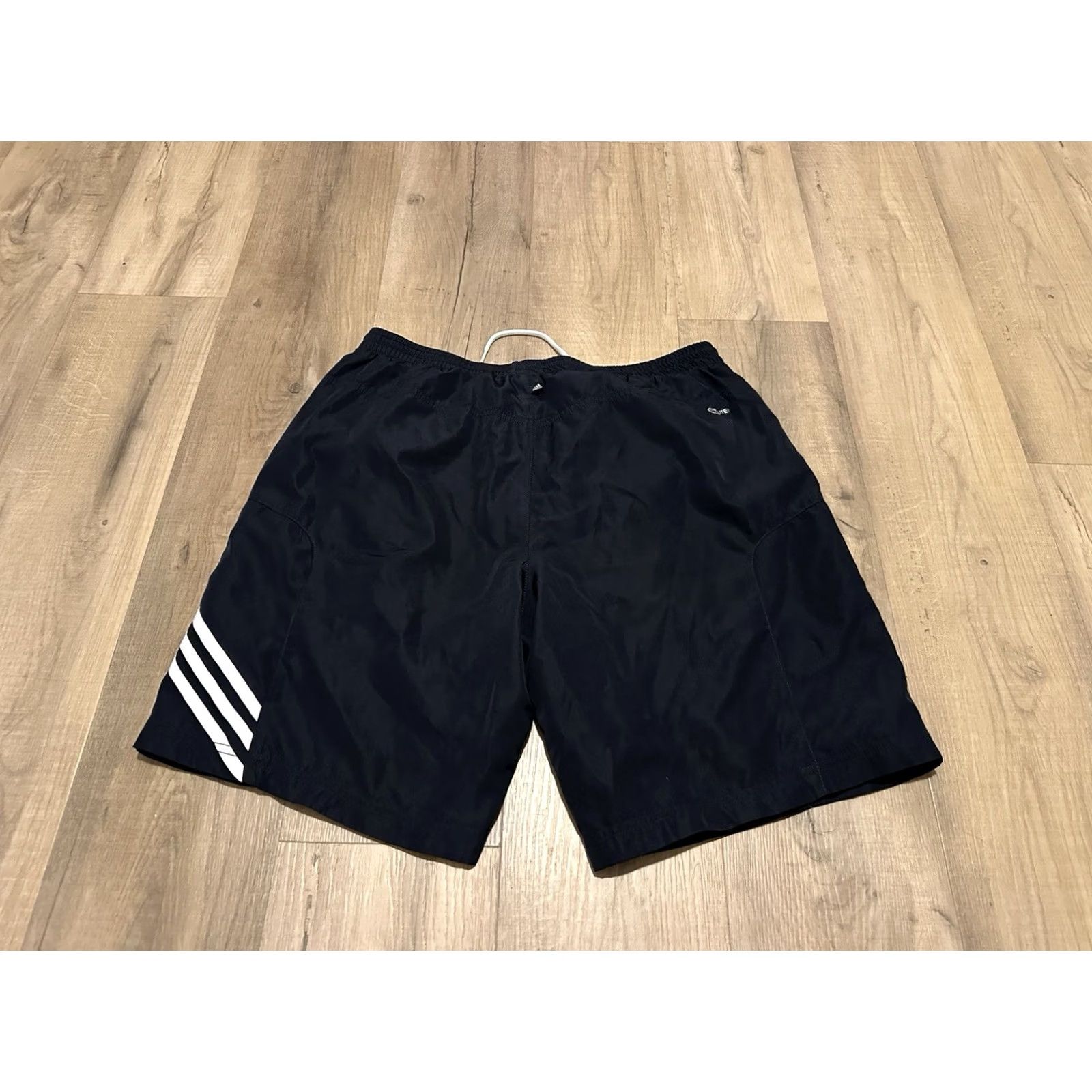 Adidas VINTAGE Adidas Shorts Mens L Soccer Nylon 3 Stripes Black Y2K Size US 33 - 3 Thumbnail