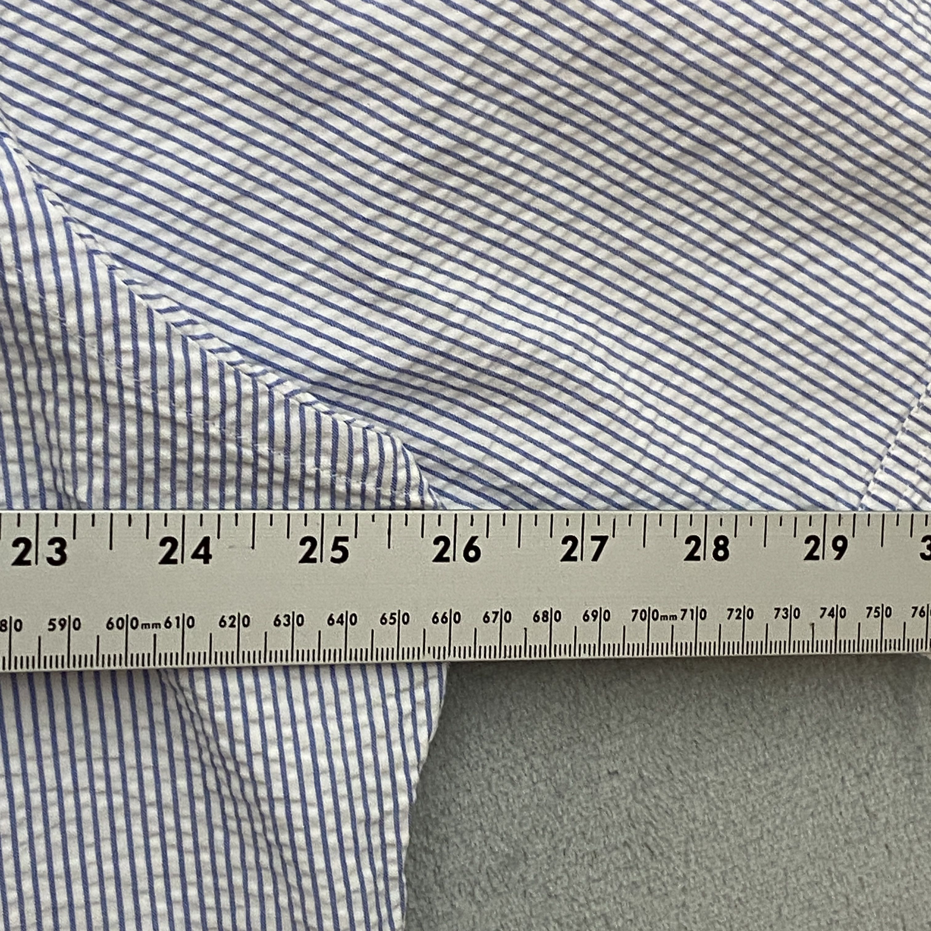 Hamilton Shirts SEERSUCKER Shirt Men XL Blue Striped Puckered Short Sleeve Size US XL / EU 56 / 4 - 9 Thumbnail