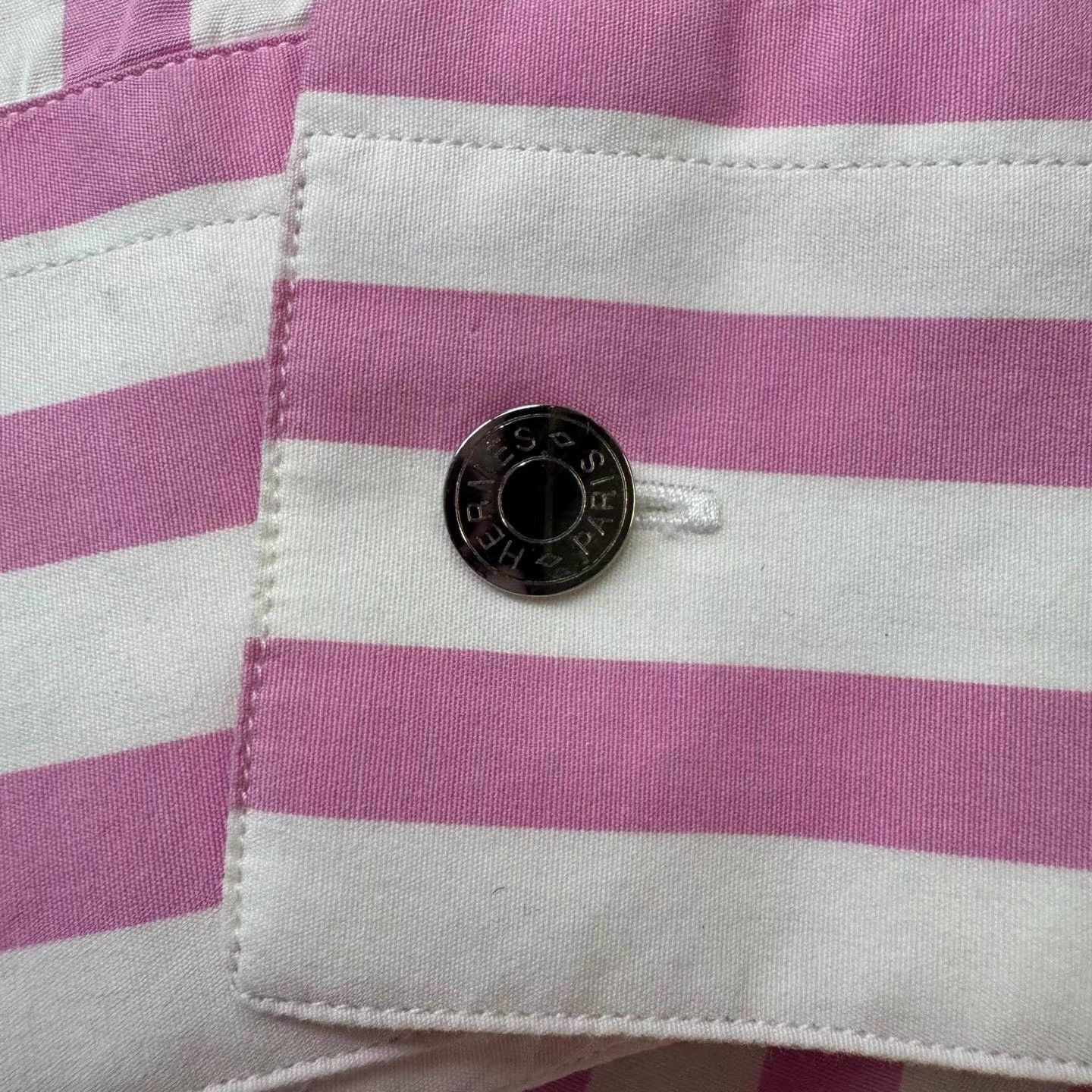 Hermes HERMES White & Pink Striped Shirt Q10 Size US L / EU 52-54 / 3 - 3 Thumbnail