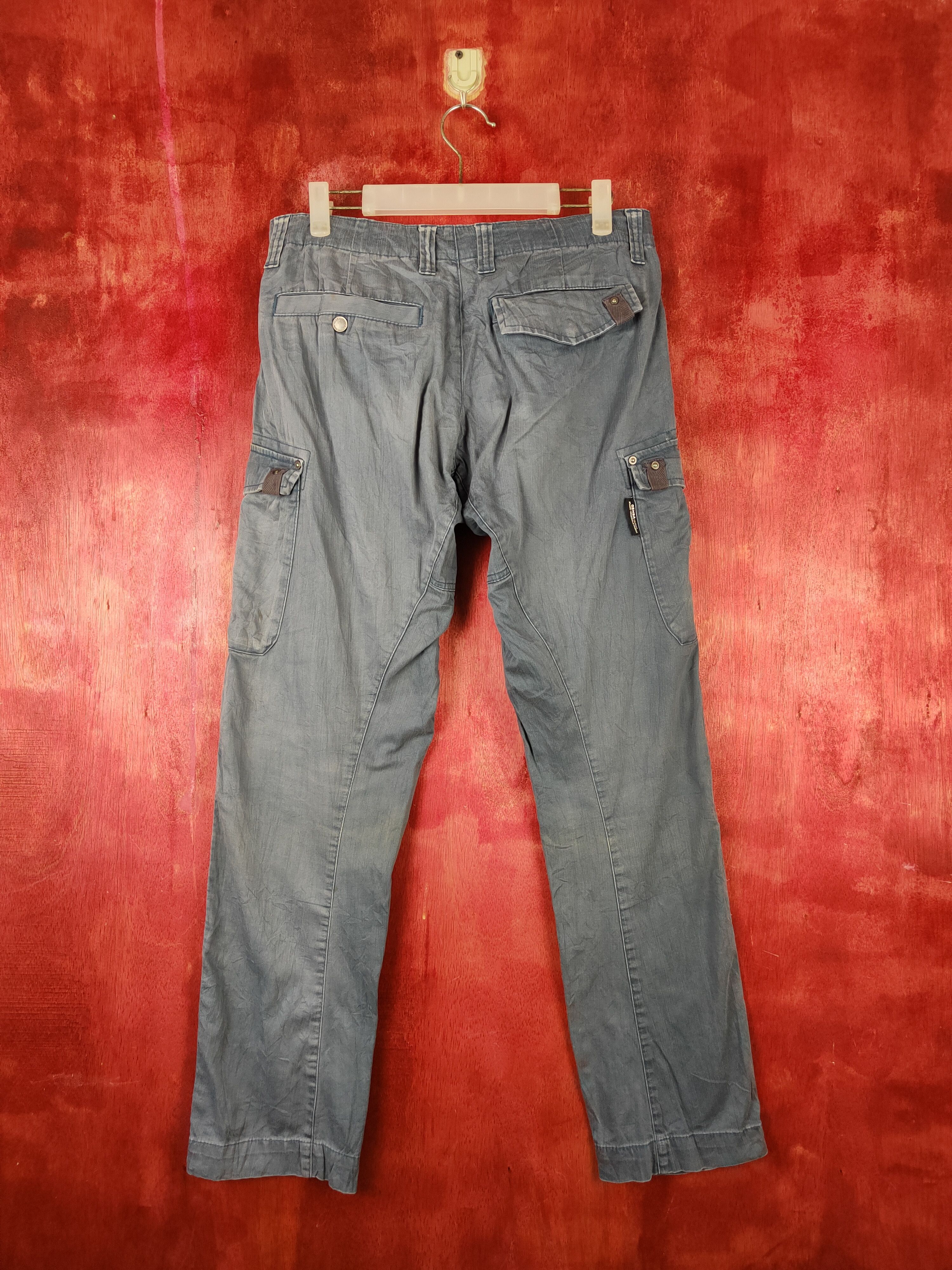 Japanese Brand Genba-Xebec Blue Multipocket Tactical Cargo Pants #S1304 Size US 31 - 7 Thumbnail