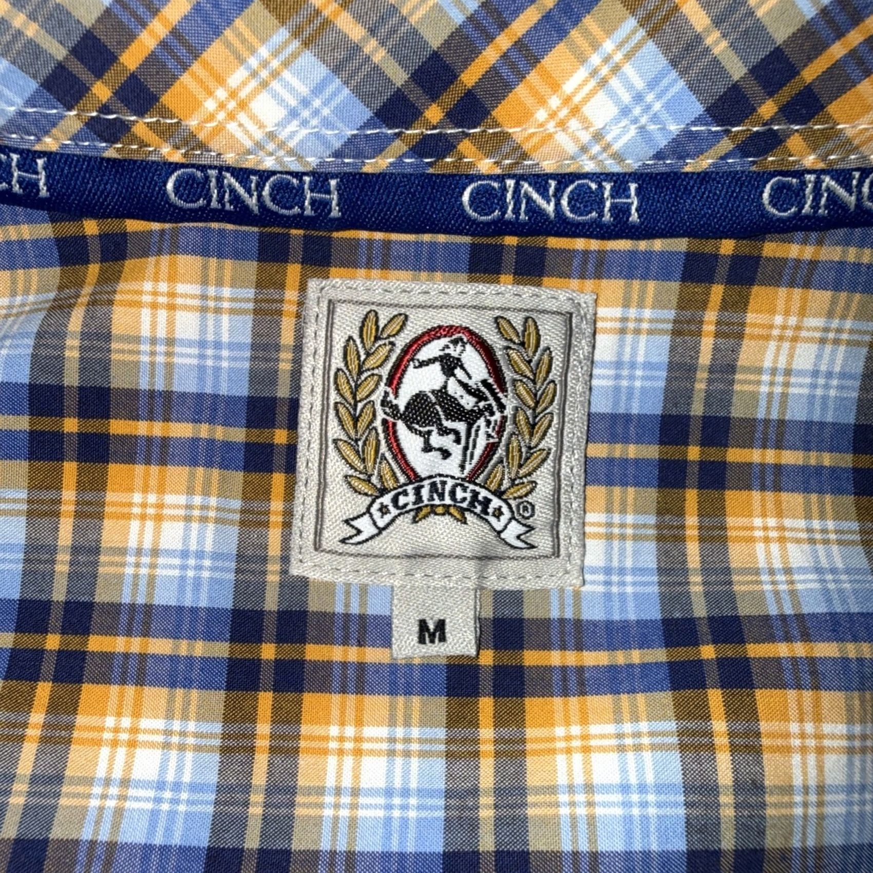 Vintage Cinch Shirt Men’s Medium Blue Yellow Plaid Button Up Long Sleeve Western Cowboy Shirt Size US M / EU 48-50 / 2 - 3 Thumbnail