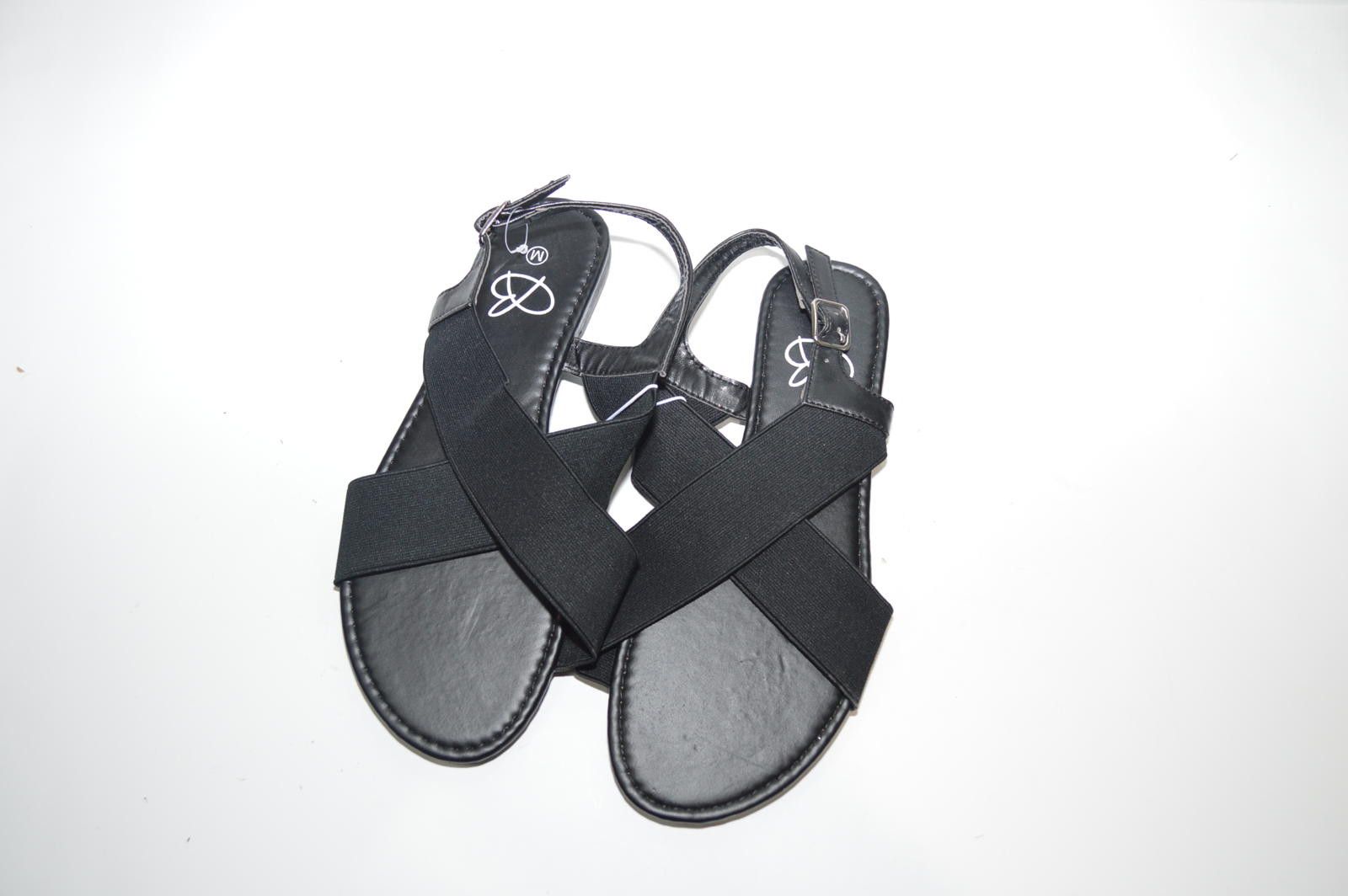 Designer Black Strappy Elastic Sandals, M - Stylish & Comfortable Size ONE SIZE - 1 Thumbnail