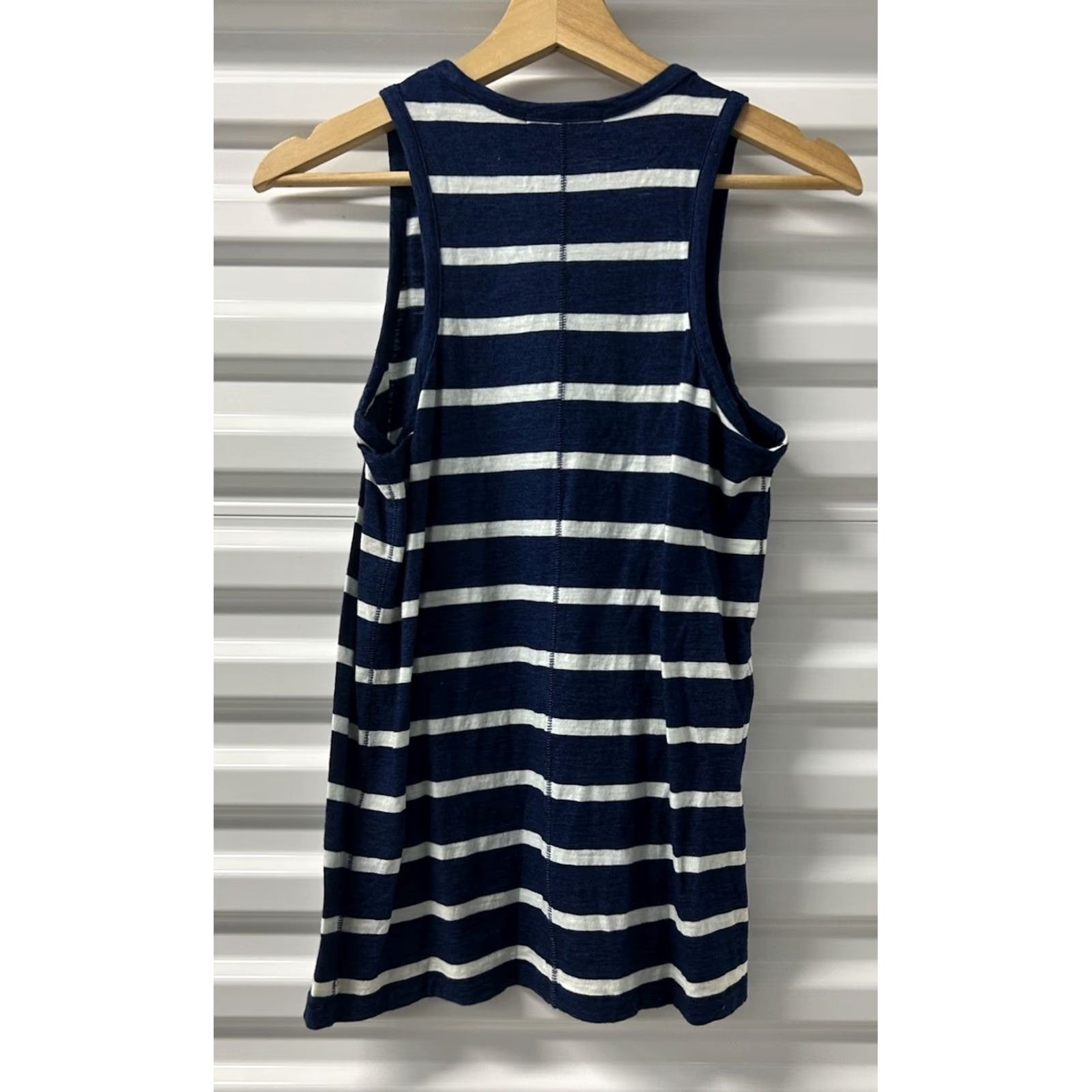 Rag & Bone Womens rag & bone Tank Top Navy White Striped Crew Neck Sleeveless XS Relaxed Fit Cotton Jersey Peru Casual Womens Size XS / US 0-2 / IT 36-38 - 2 Thumbnail
