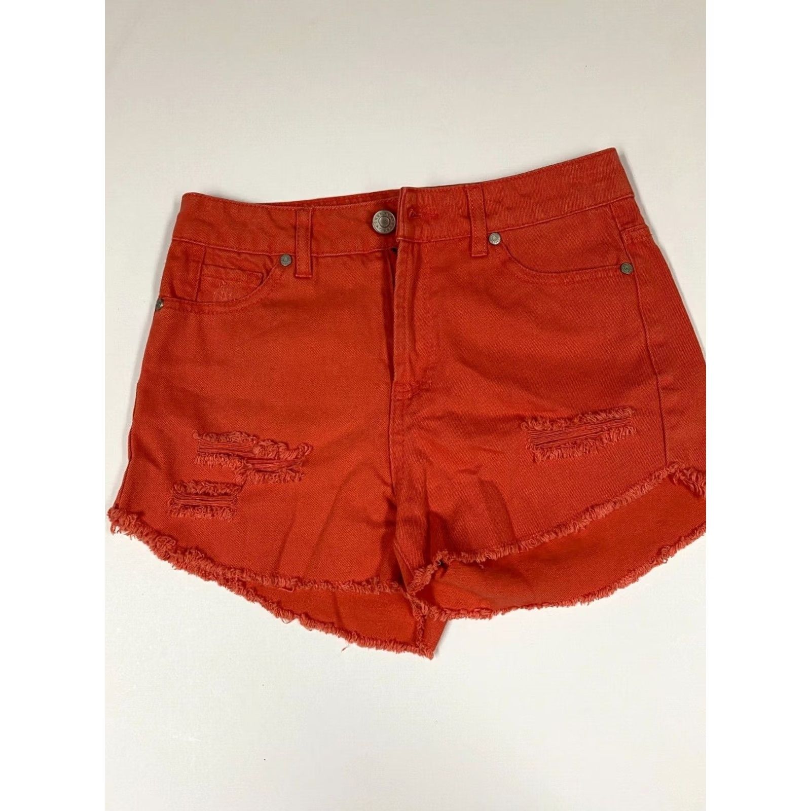 Denime Refuge Womens Shorts 0 orange Denim Casual 26in Waist Cotton Button Front Flat Front Mid Rise Regular Stretch Size 26" / US 2 / IT 38 - 2 Thumbnail