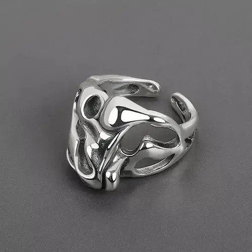 Other Abstract Ring Bubbles Silver Modern Punk Art Psychedelic Size ONE SIZE - 1 Thumbnail