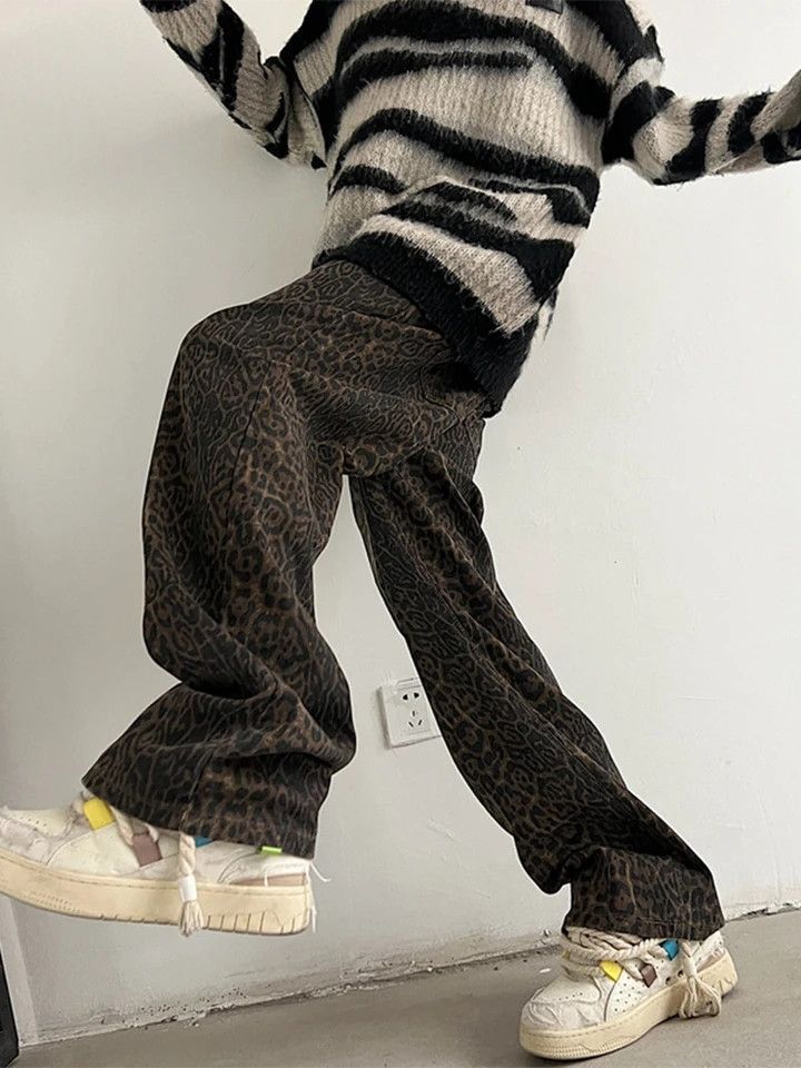 Leopard Wide Leg Jeans
