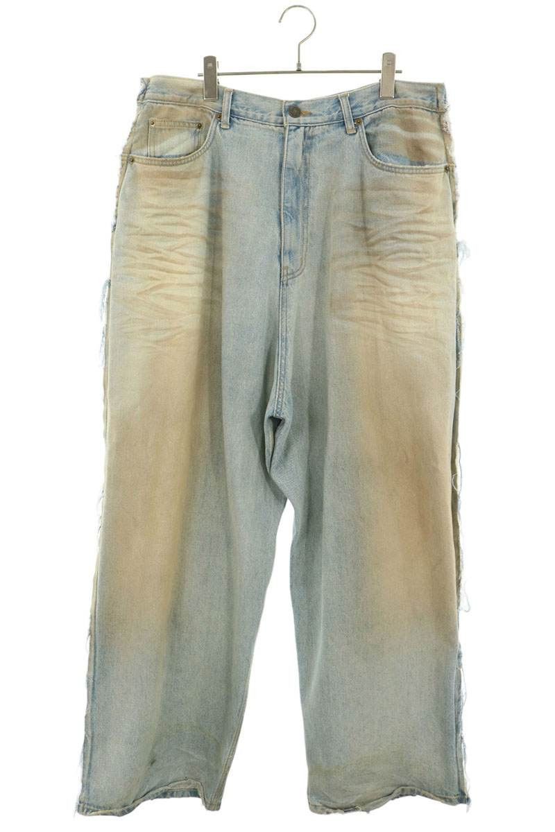 PROJECT G/R PROJECT GR TROMPE-L'ŒIL DENIM PRINTED PANTS - BLUE