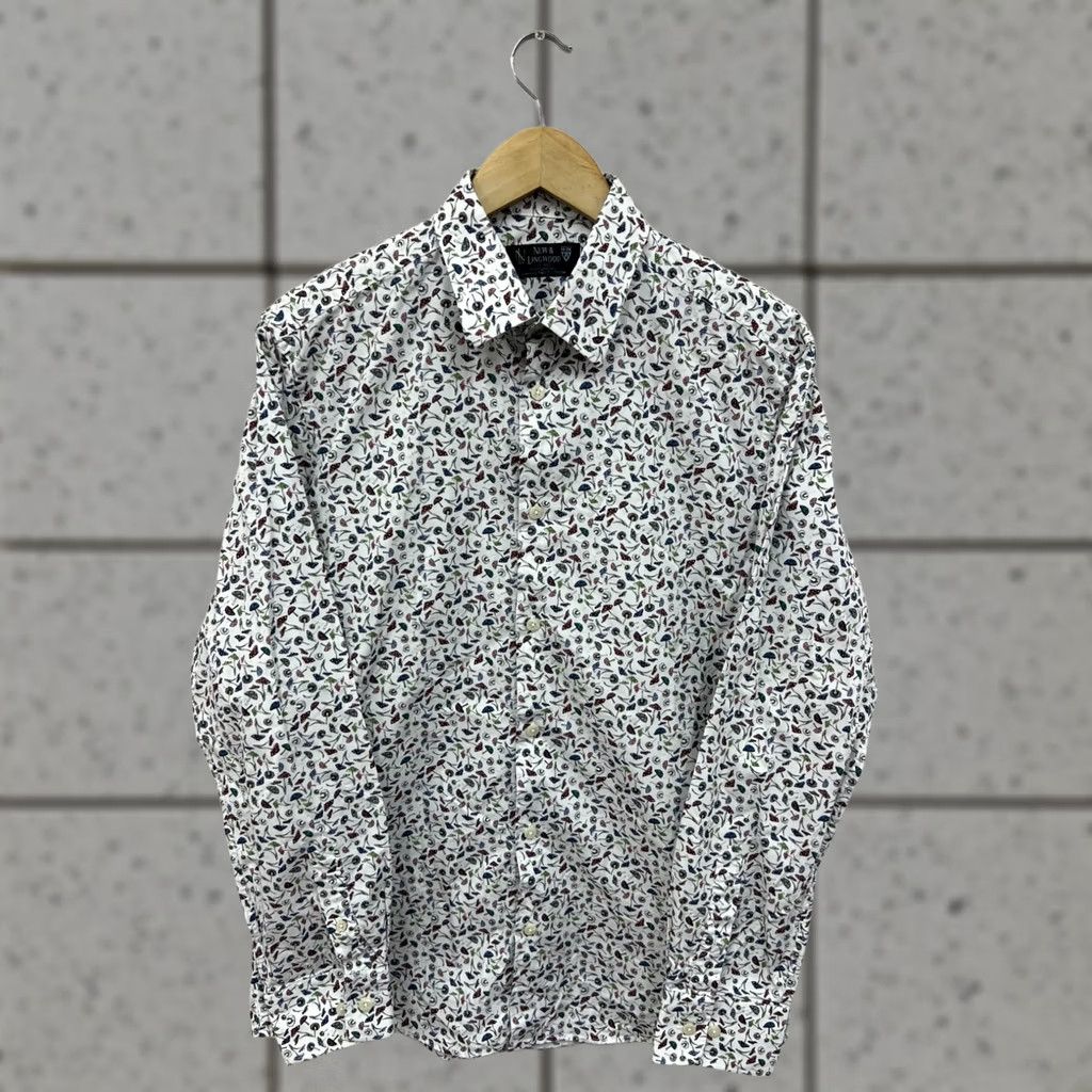 Vintage New & Lingwood Cotton Dress Shirt Mushroom Print Size 15 1/2 Size 40R - 1 Thumbnail