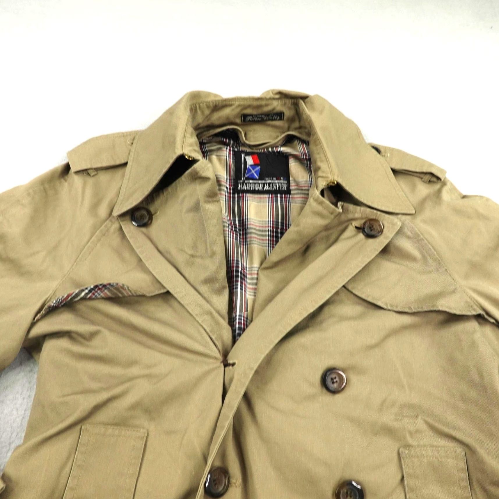 Rains VINTAGE Harbormaster Trench Coat Mens 38 Beige Belted Classic Rain Jacket Lined Coat Size US XXS / EU 40 - 2 Thumbnail