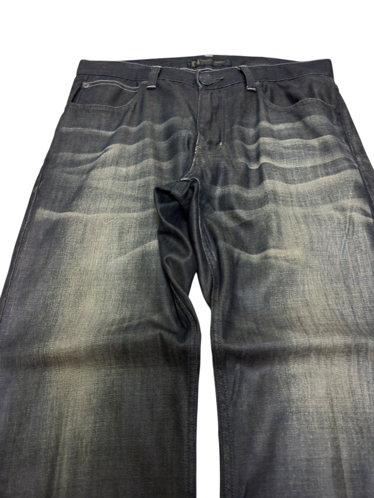 Hysteric Glamour Vintage Back Number Black Coated Waxed Claw Mark Jeans Size US 34 / EU 50 - 3 Thumbnail