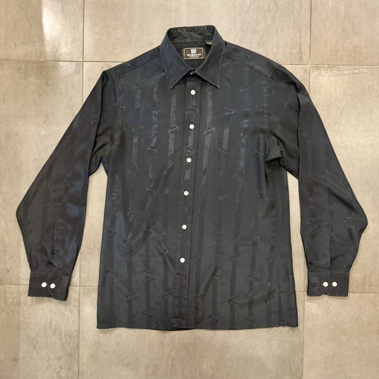 Givenchy Vintage Givenchy Monsieur Black Logo Pattern Dress Shirt, M Size US M / EU 48-50 / 2 - 1 Thumbnail