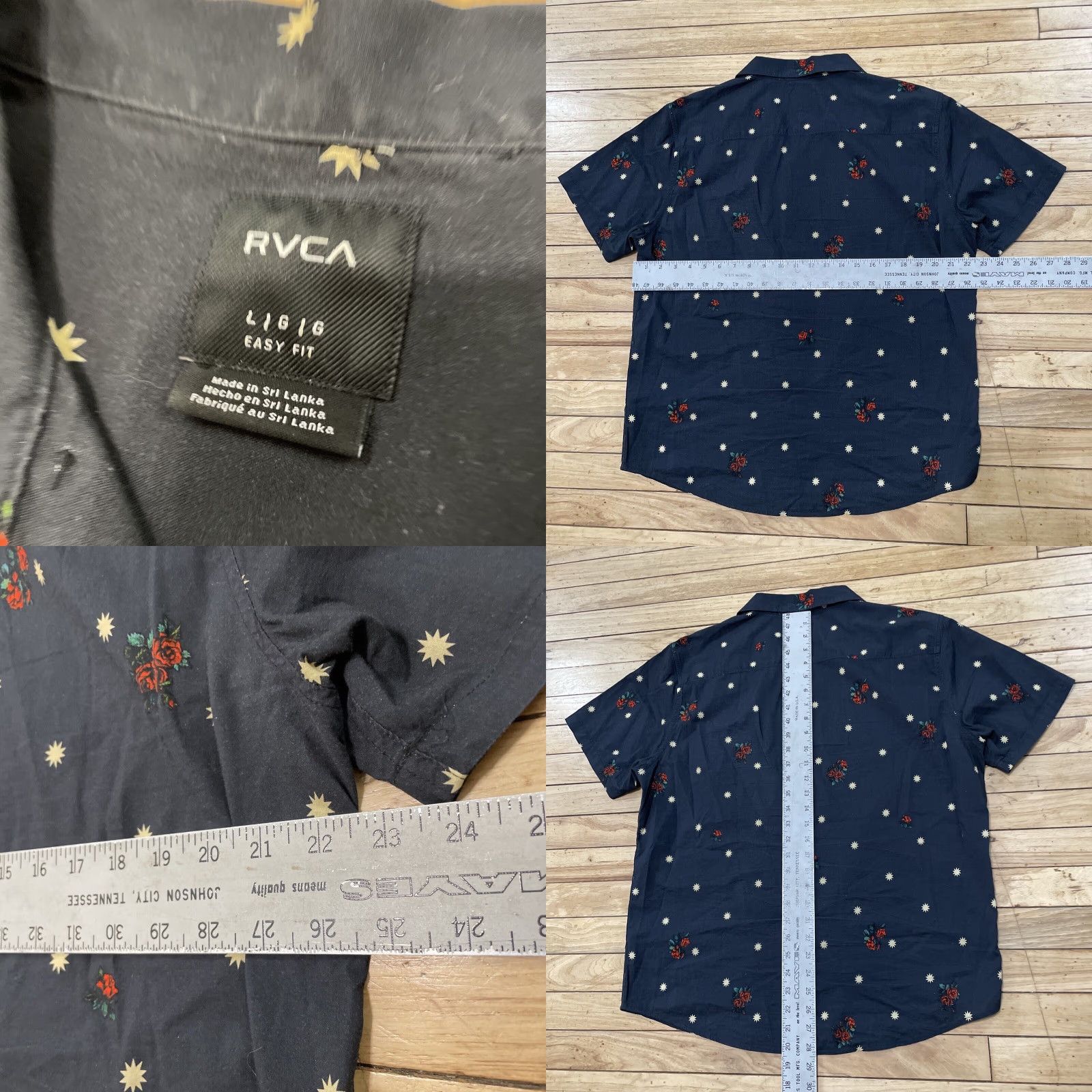 RVCA RVCA Button-Down Shirt Men L Relaxed Black Rose Star Beachy Preppy Punk Y2K Shirt Adults Sons? Size US L / EU 52-54 / 3 - 8 Thumbnail