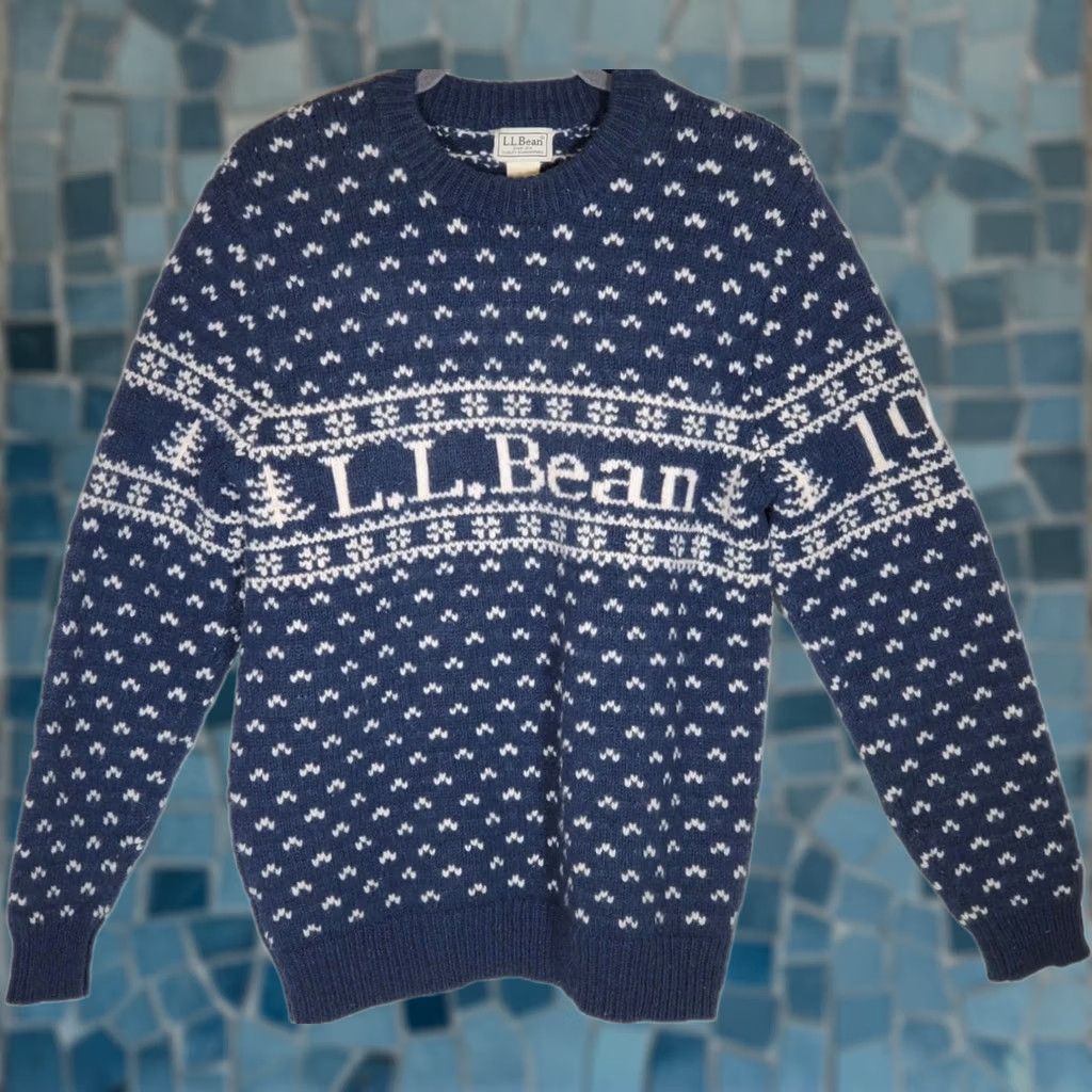 Vintage VINTAGE L.L.Bean Classic Ragg Lambs Wool Sweater Crewneck Navy Blue Men M Tall Logo Pattern Size US M / EU 48-50 / 2 - 1 Thumbnail