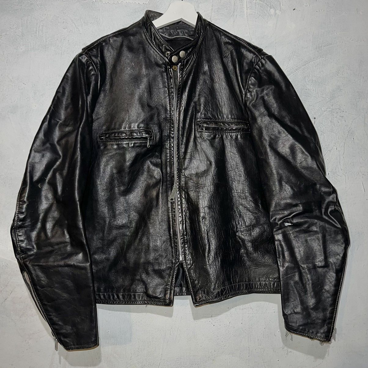 image of Leather Jacket x Vintage 22X26 Vintage Brooks Leather Sportswear Talon Zip in Black (Size Large)