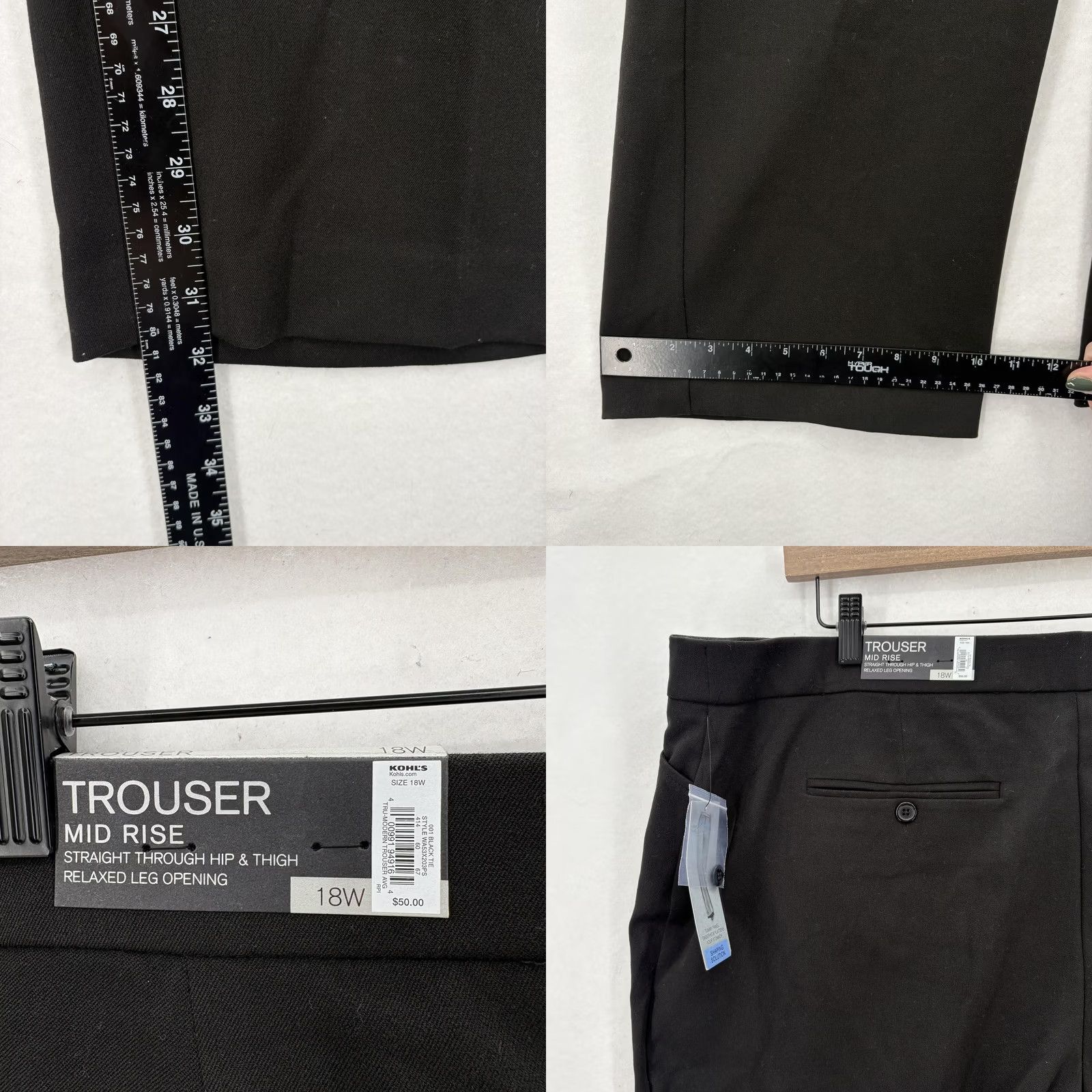 Apt. 9 APT 9 Pants Womens 18W Black Mid Rise Trouser Stretch Dress Work Career Office Pants Mens? Size 40" / US 18 - 9 Thumbnail
