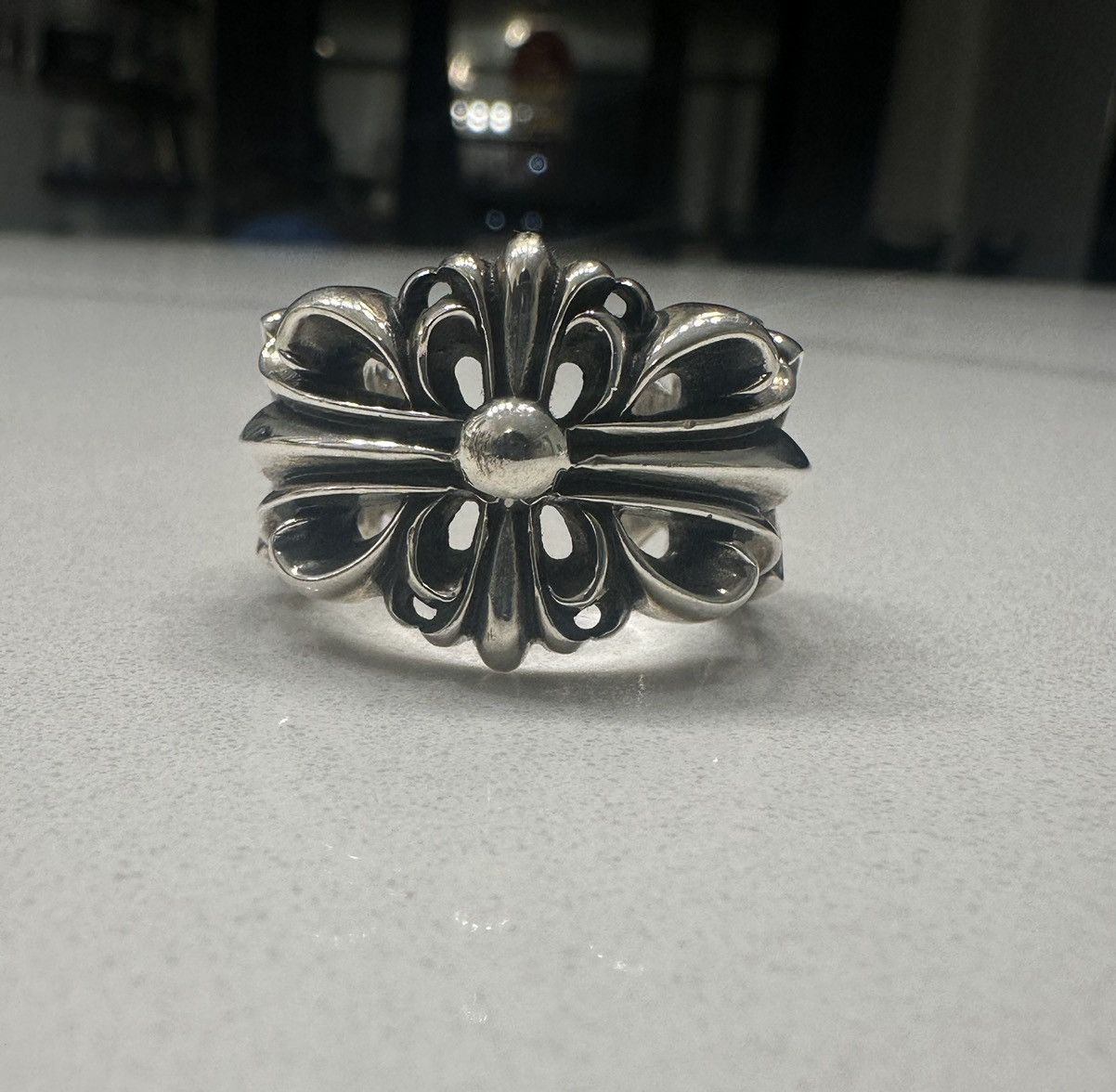 ?Chrome Hearts Double Floral Cross Ring Size 11?