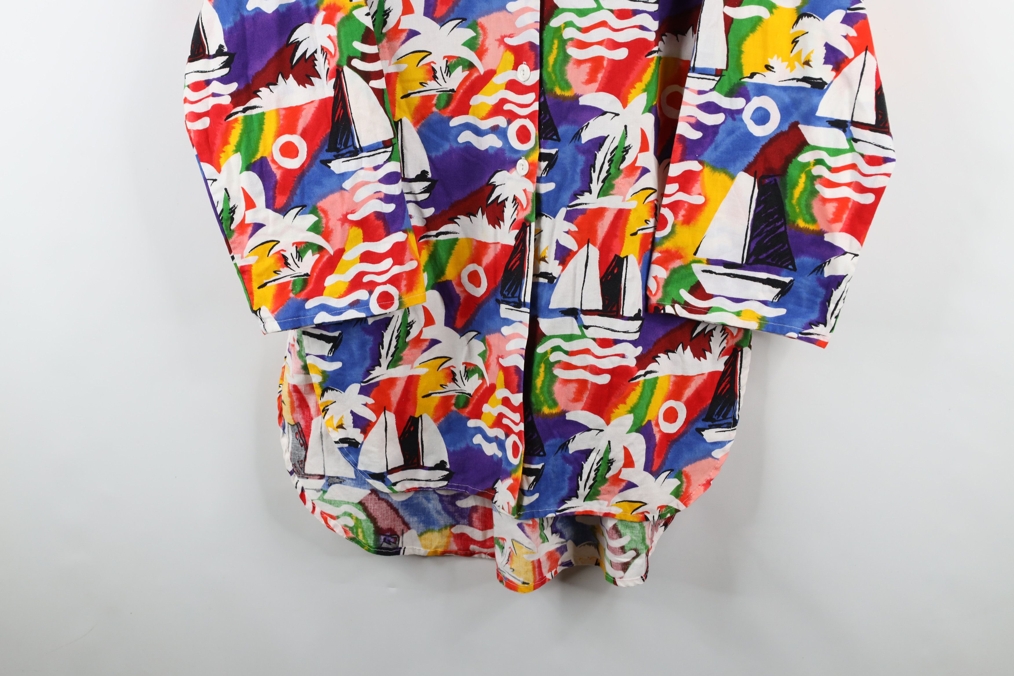 Vintage Vintage 90s Streetwear Rainbow Beach Tunic Button Shirt Size L / US 10 / IT 46 - 3 Thumbnail