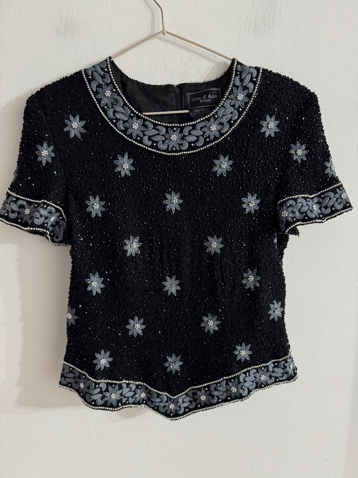 Vintage Vintage Cote d'Azur Evening Beaded Silk Blouse Size S / US 4 / IT 40 - 1 Thumbnail