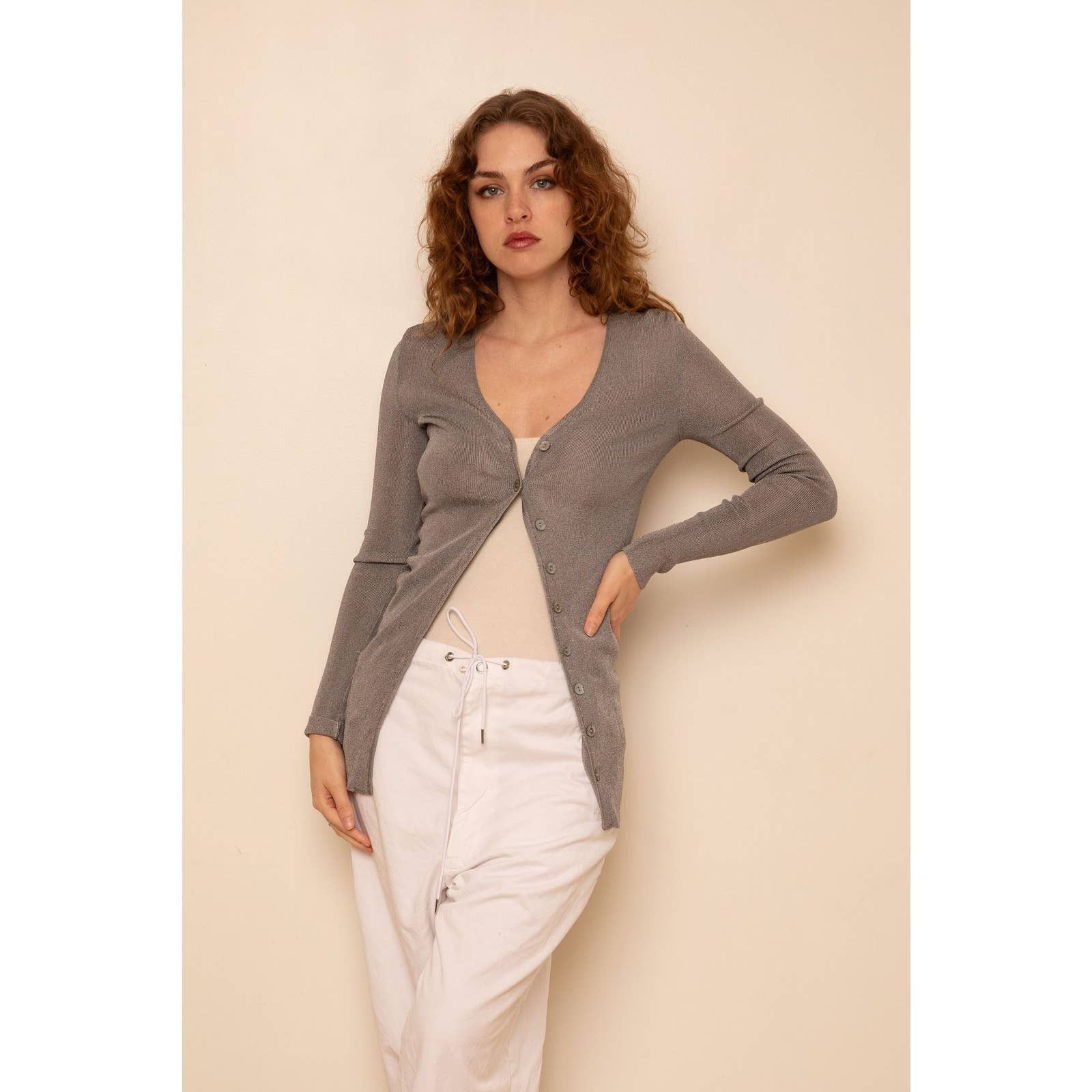Vintage Dolce and Gabbana Metallic Silver Cardigan