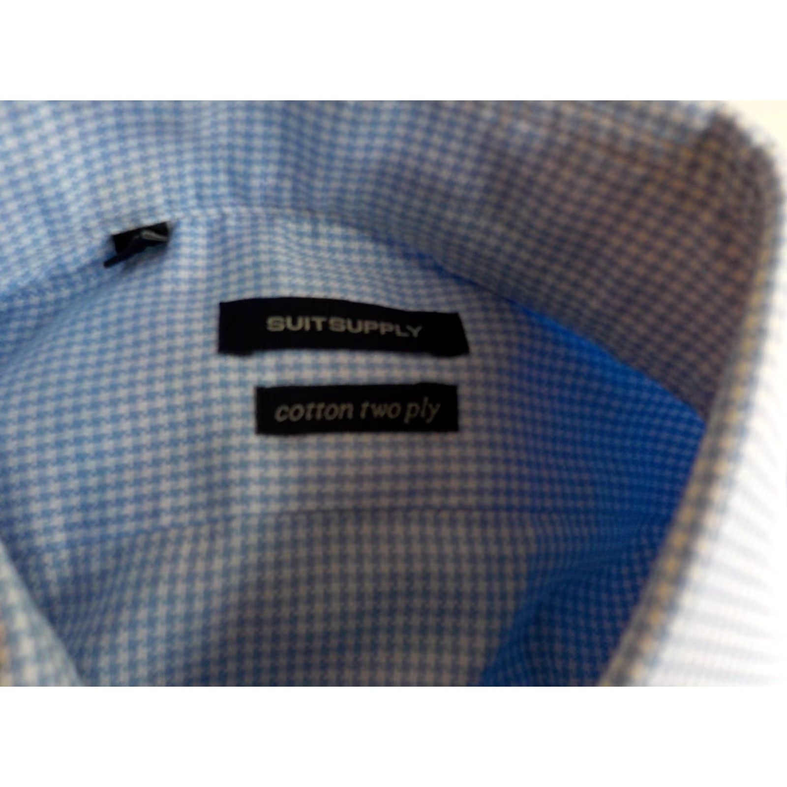 Suitsupply SUITSUPPLY Spread Collar Dress Shirt Blue/White 100% Cotton French Cuff Size 16 Men Size US L / EU 52-54 / 3 - 4 Thumbnail