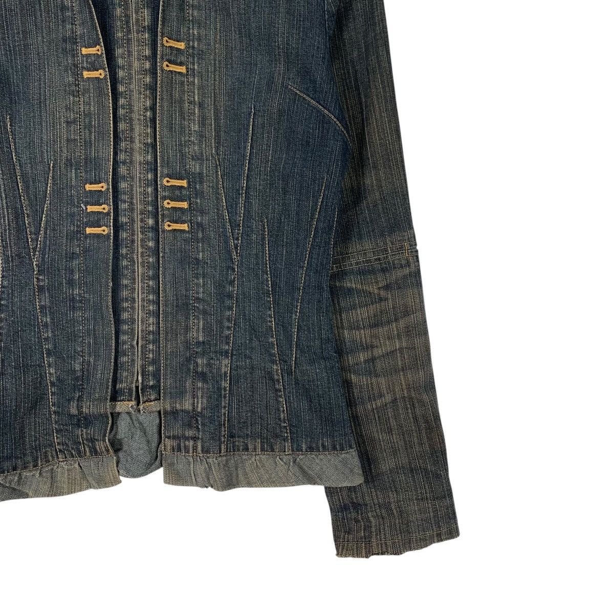 Japanese Brand Trashed Zipper Jeans Jacket Womens Denim Jacket #2061-C89 Size XS / US 0-2 / IT 36-38 - 4 Thumbnail