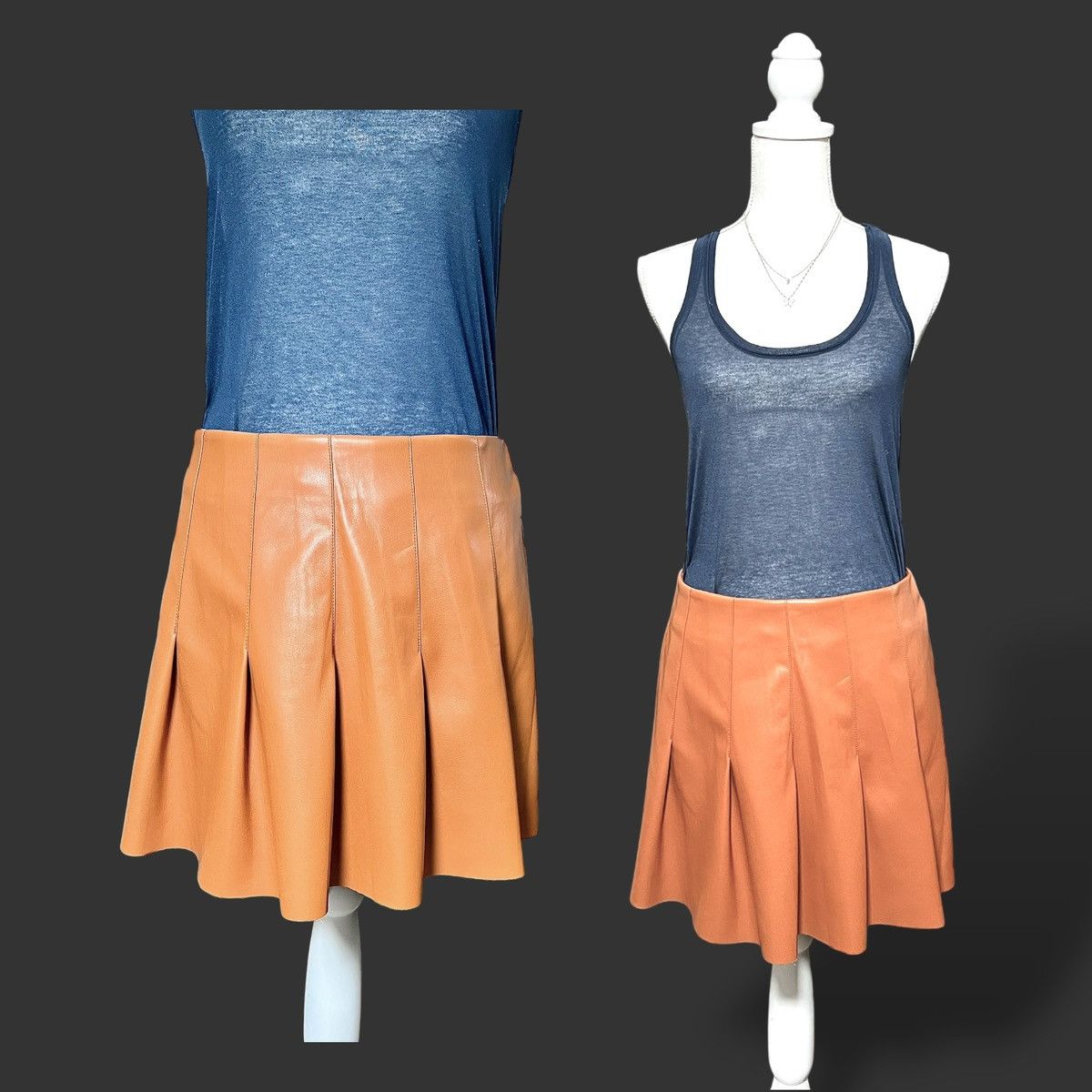 Other dRA Women’s Rust Brown Pleated Mini Faux Leather Skirt Sz M Size 30" / US 8 / IT 44 - 5 Thumbnail