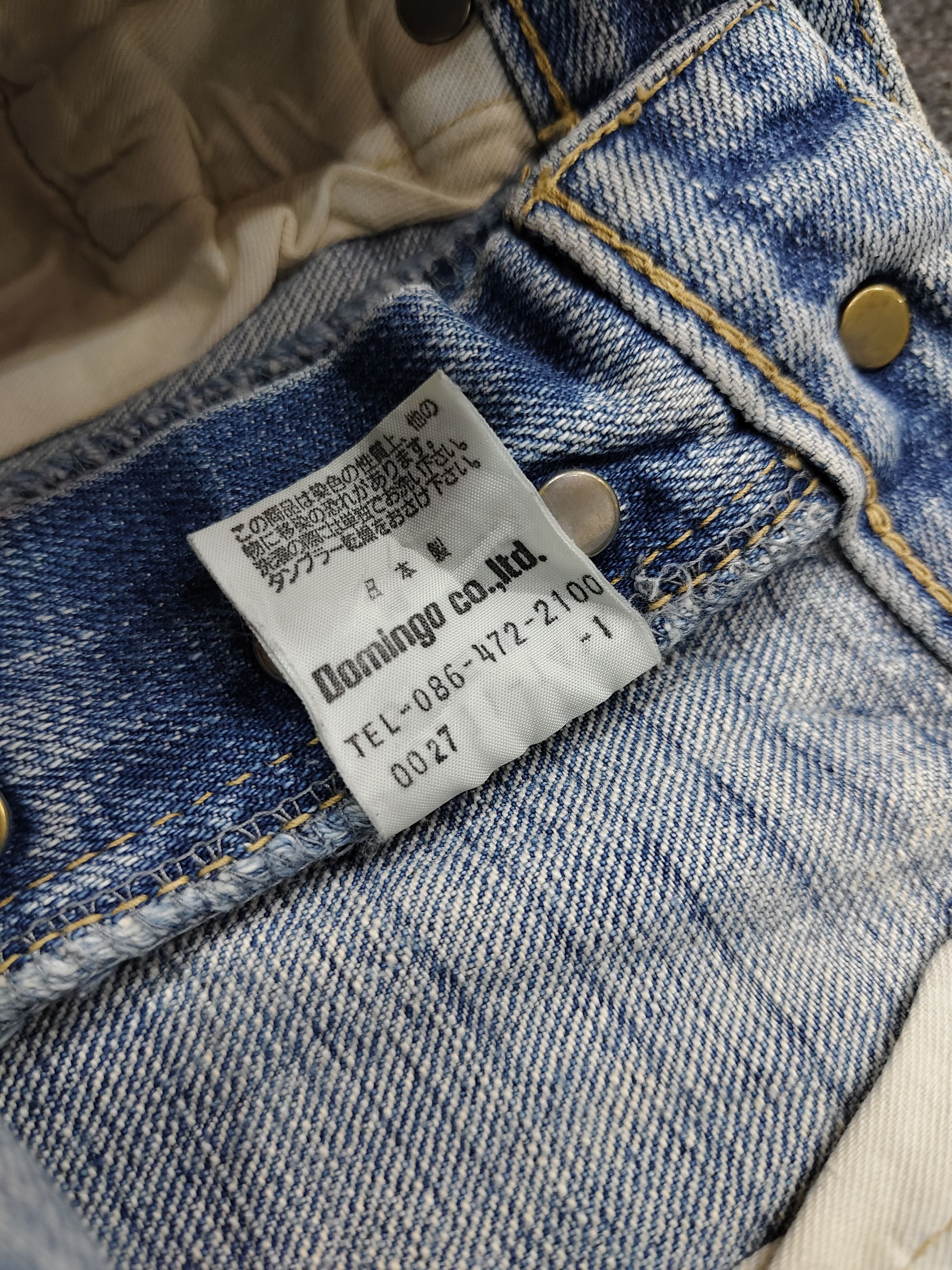 Japanese Brand Domigo Japan- Hand Aged Indigo Distressed Pacthwork Jeans Size US 30 / EU 46 - 6 Thumbnail