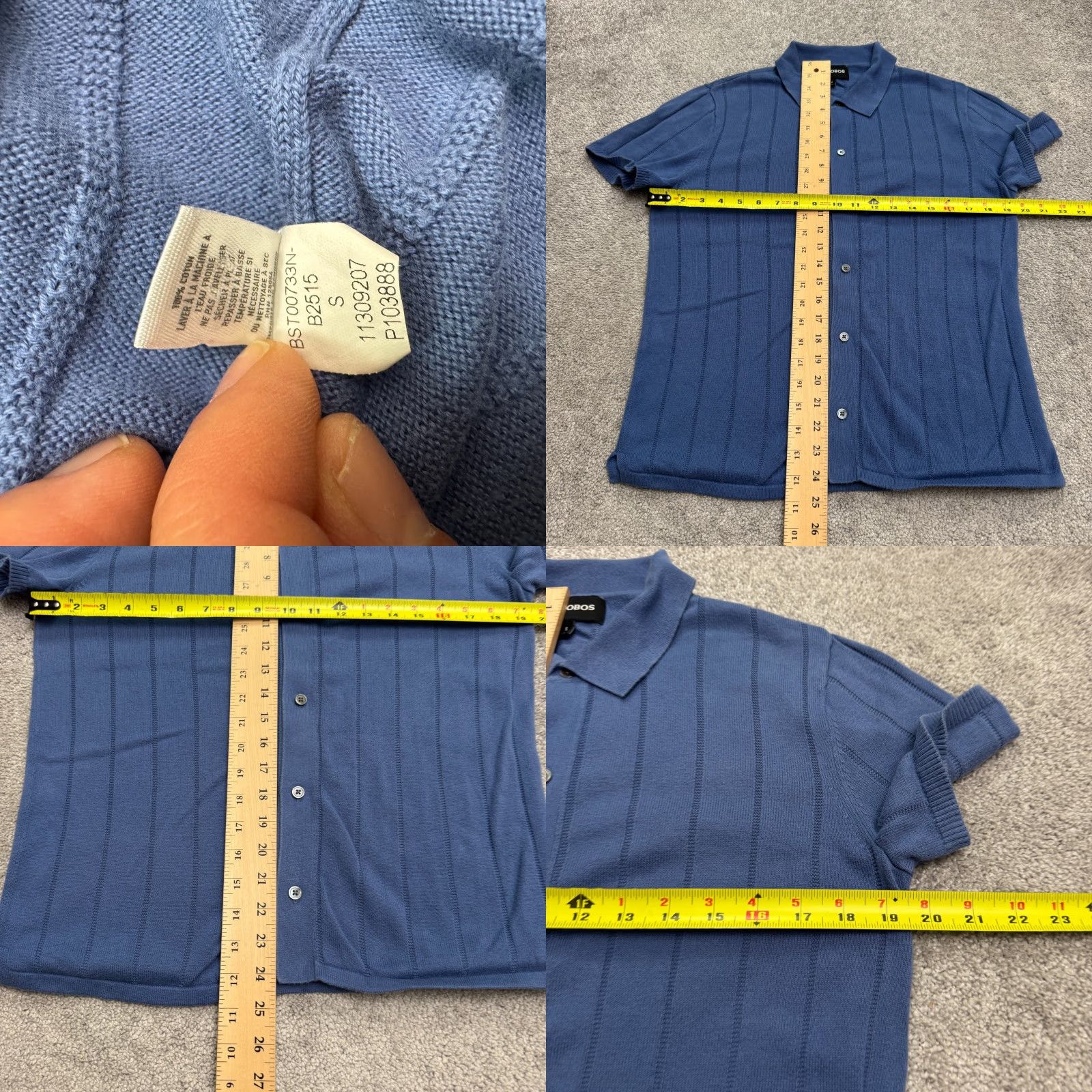 Bonobos Bonobos Button-Up Polo Shirt Mens Small Blue Short Sleeve Casual Knit Size US S / EU 44-46 / 1 - 8 Thumbnail