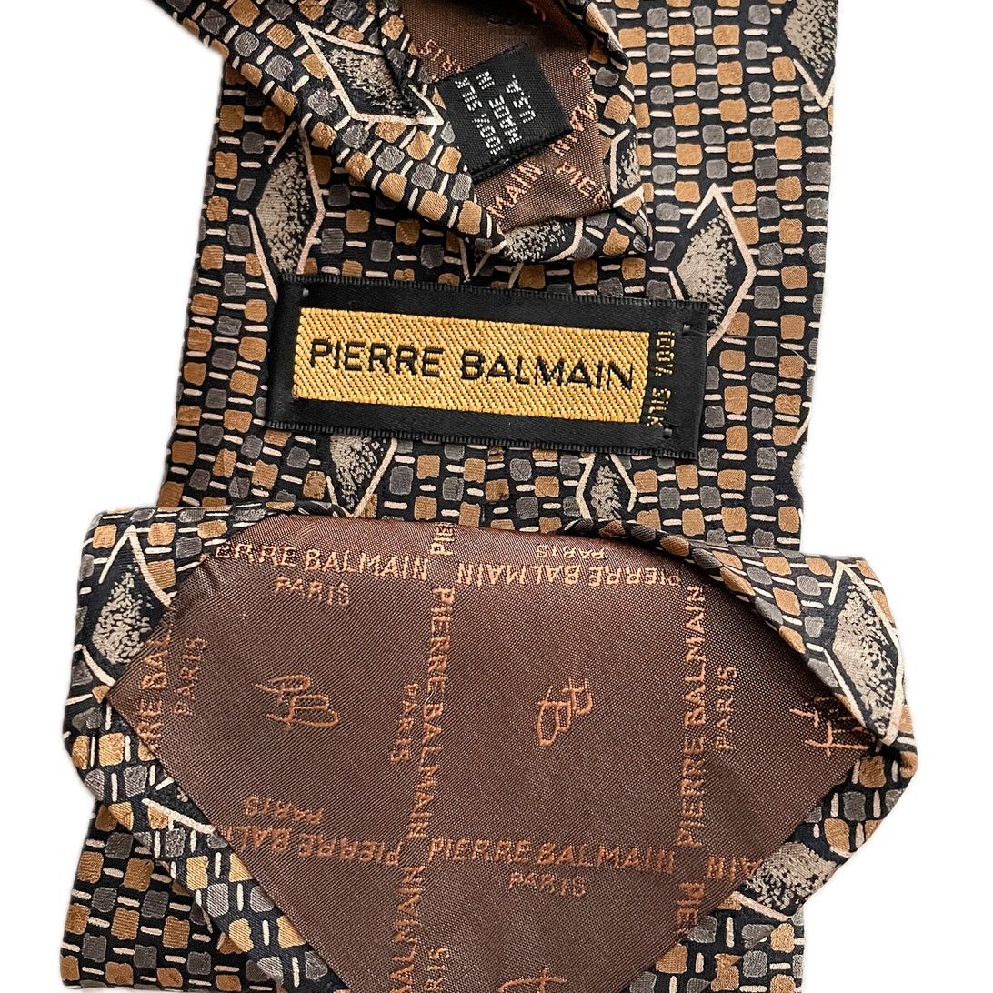 Pierre Balmain × Vintage Vintage Pierre Balmain 100% silk geometric metallic tie Size ONE SIZE - 2 Thumbnail