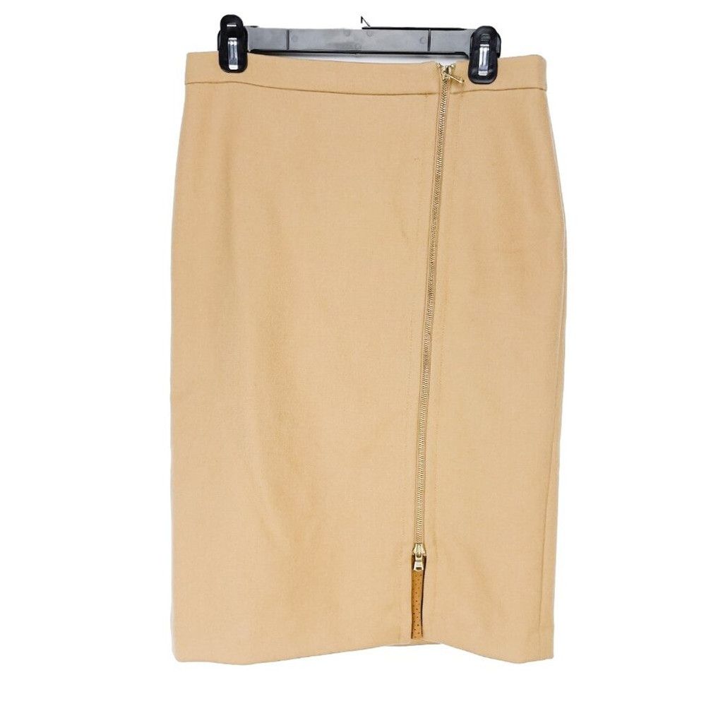J.Crew J.CREW Office Pencil Skirt Assymetrical Zip Camel Tan sz 6 Size 28" / US 6 / IT 42 - 1 Thumbnail