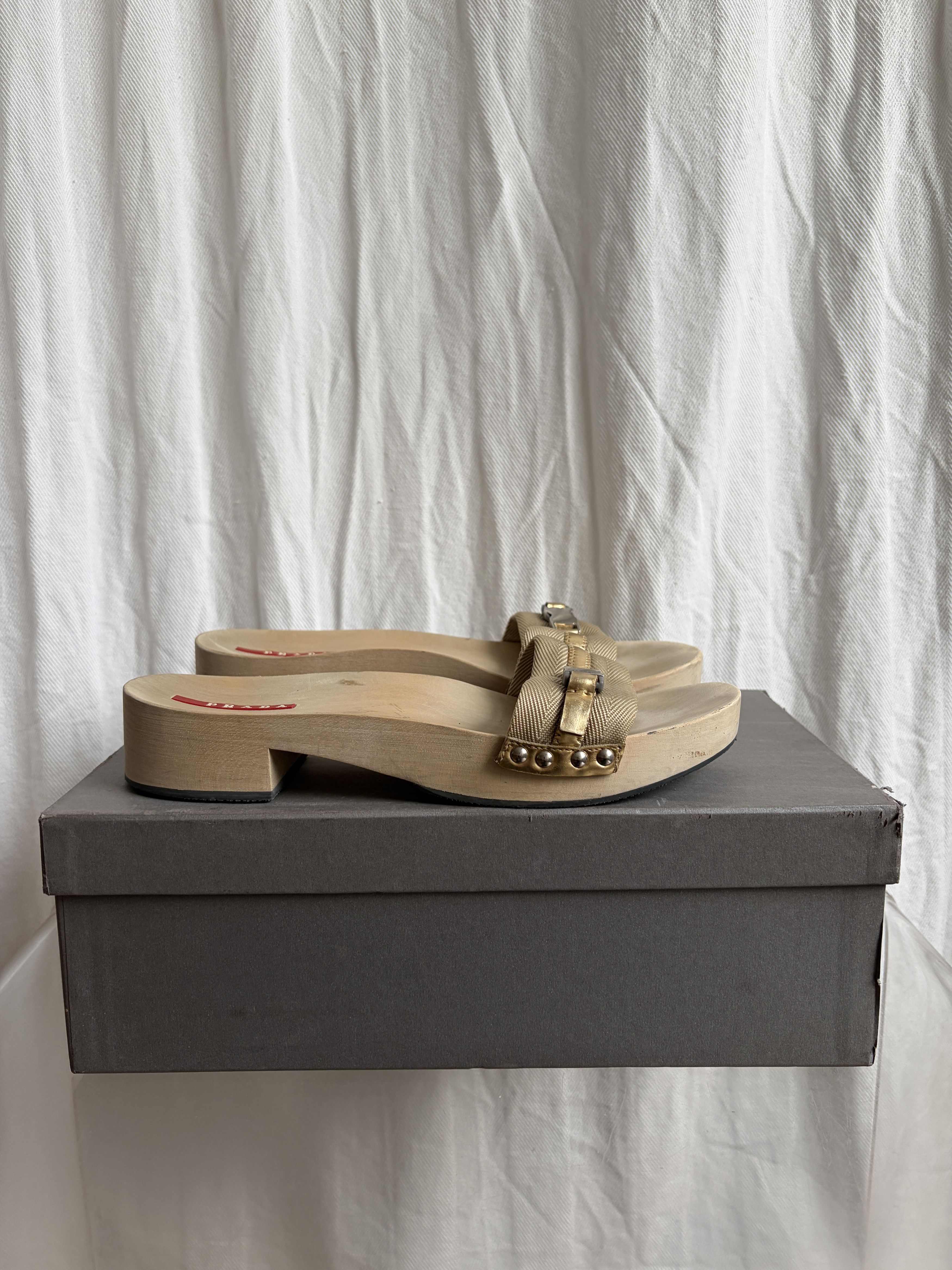 Prada Sport 2000s Wooden Sole Buckle Mules Size US 9 / IT 39 - 2 Thumbnail