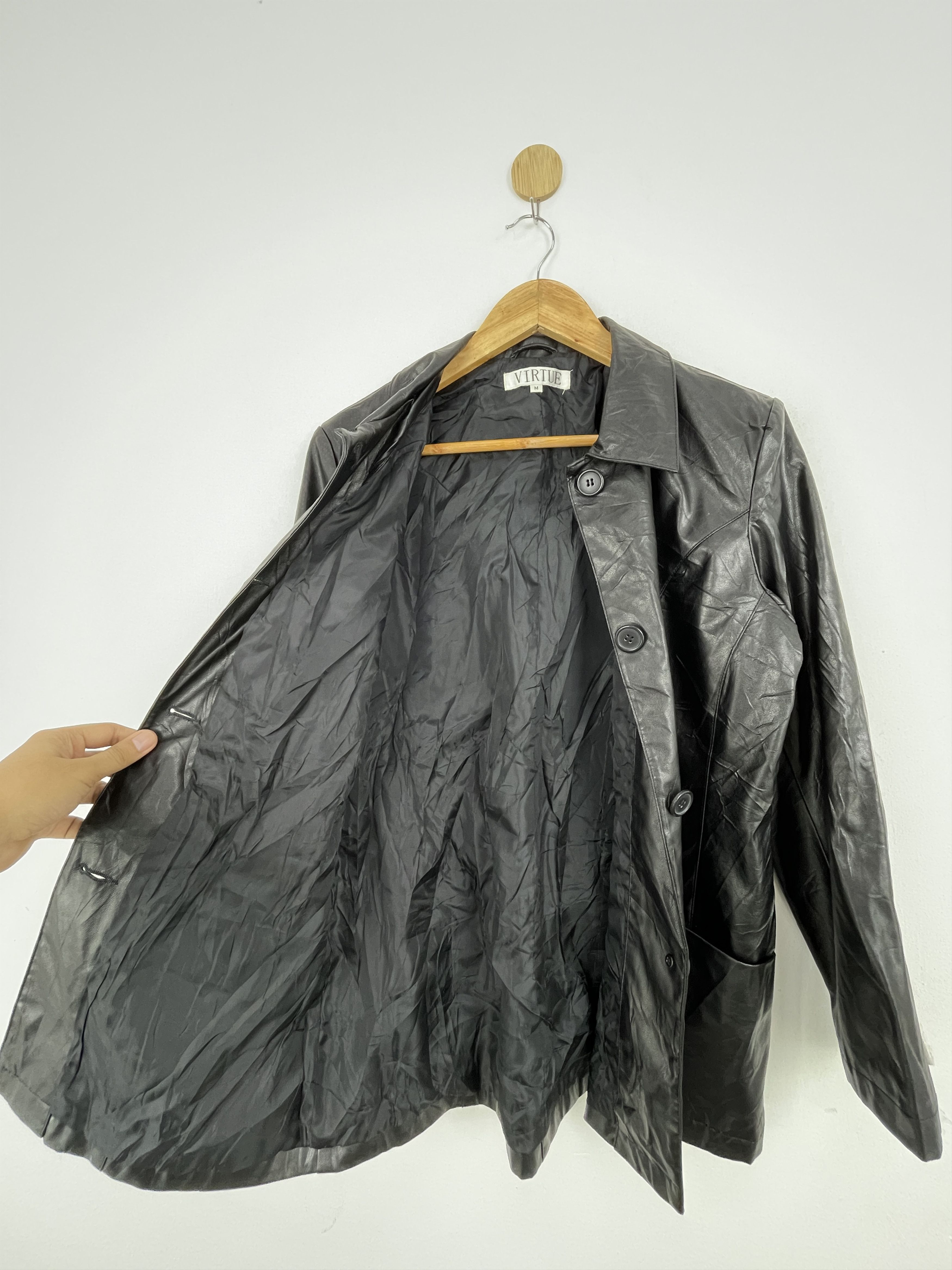 Vintage Vintage Japanese Brand Virtue Button Up Leather Coat JA0080 Size US M / EU 48-50 / 2 - 9 Thumbnail