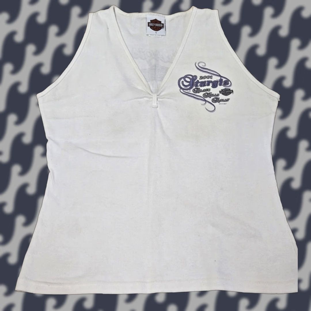 Harley Davidson VINTAGE Harley-Davidson Shirt Womens Large White Sturgis Black Hills Rally 2001 USA Size L / US 10 / IT 46 - 1 Thumbnail