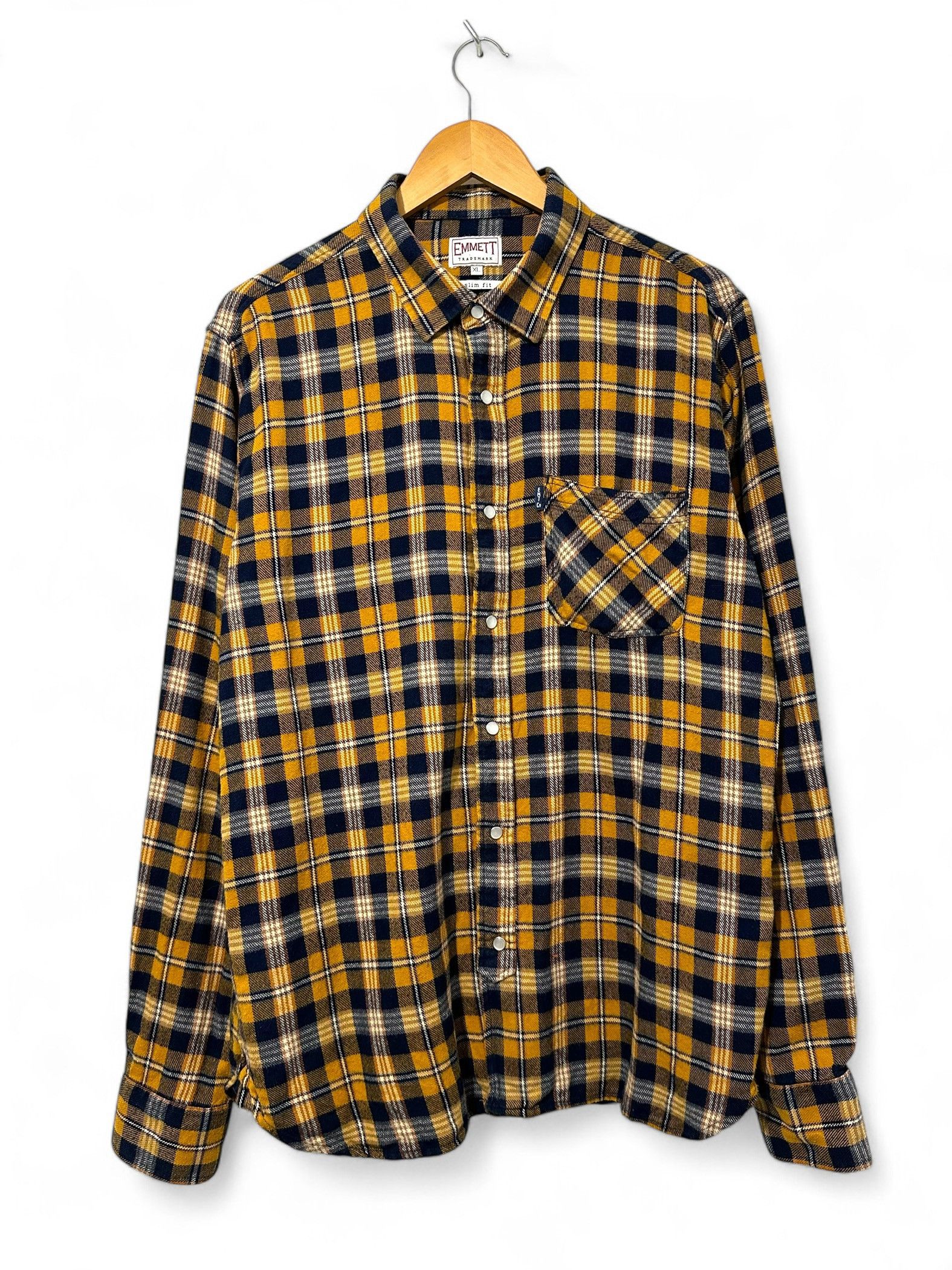 Emmett × Flannel Men's Emett Check Plaid Flannel Shirt XL Slim Fit Size US XL / EU 56 / 4 - 1 Thumbnail