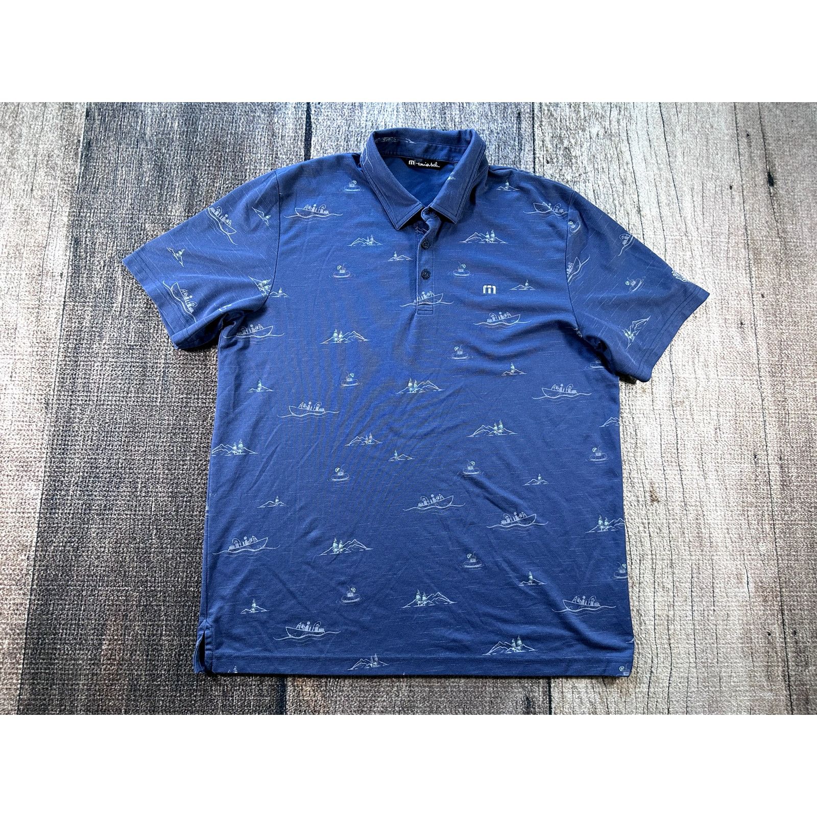 TravisMathew Travis Mathew Boats Buoy Polo Shirt Mens XL Blue Cotton Poly Size US XL / EU 56 / 4 - 2 Thumbnail