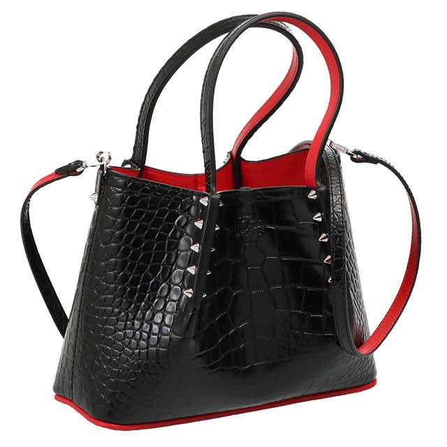 image of Christian Louboutin Cabarock Mini Ari Leather Handbag Tote Bag Black, Women's