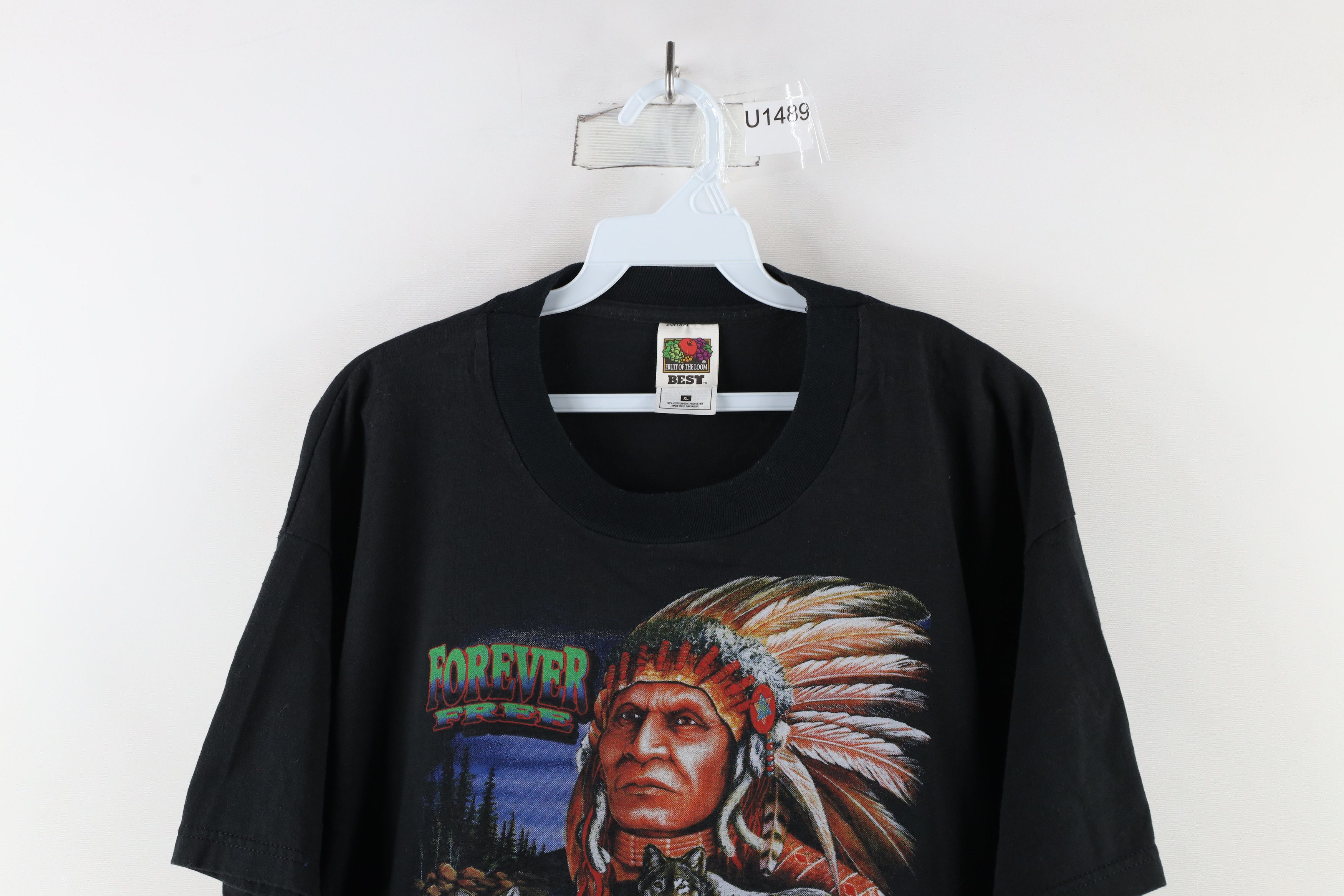 Vintage Vintage 90s Streetwear Free Indian Wolf Nature T-Shirt Size US XL / EU 56 / 4 - 2 Thumbnail