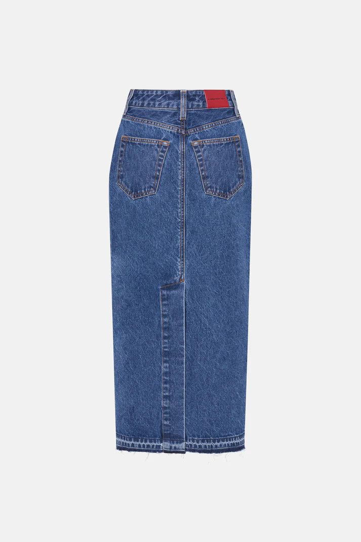 Alessandra Rich o1s22i1n0225 Denim Midi Skirt in Blue Size 25" / US 0 / IT 36 - 2 Thumbnail