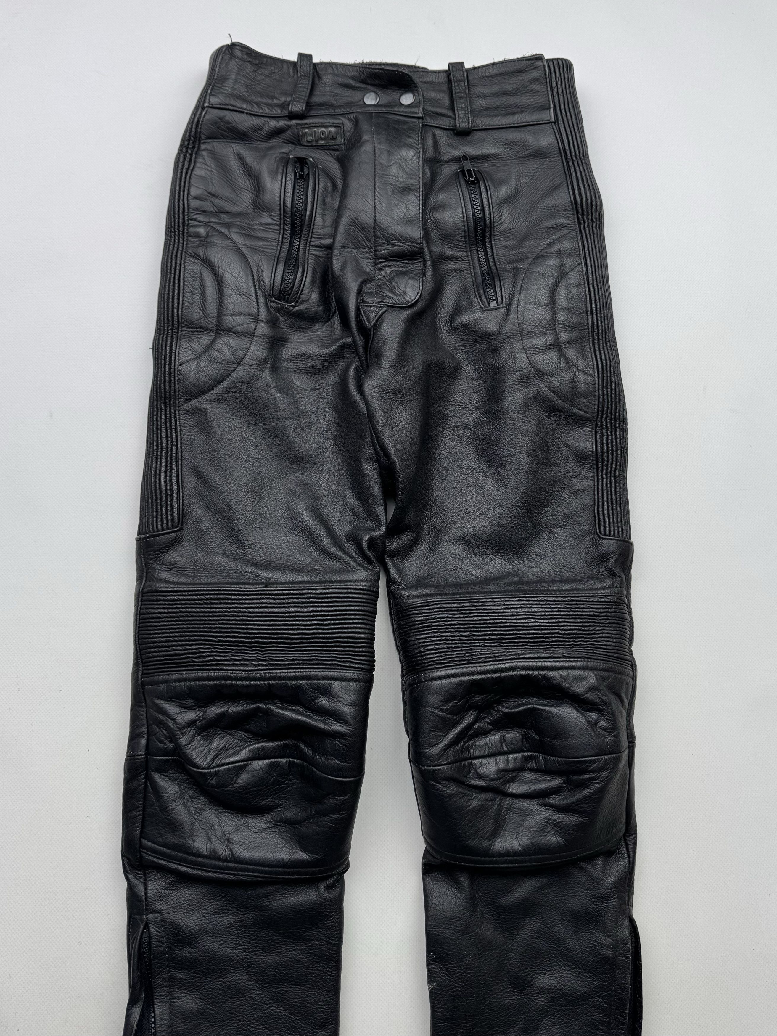 Vintage 90's Leather Biker Pants B508(V321)E2 Size 25" / US 0 / IT 36 - 2 Thumbnail