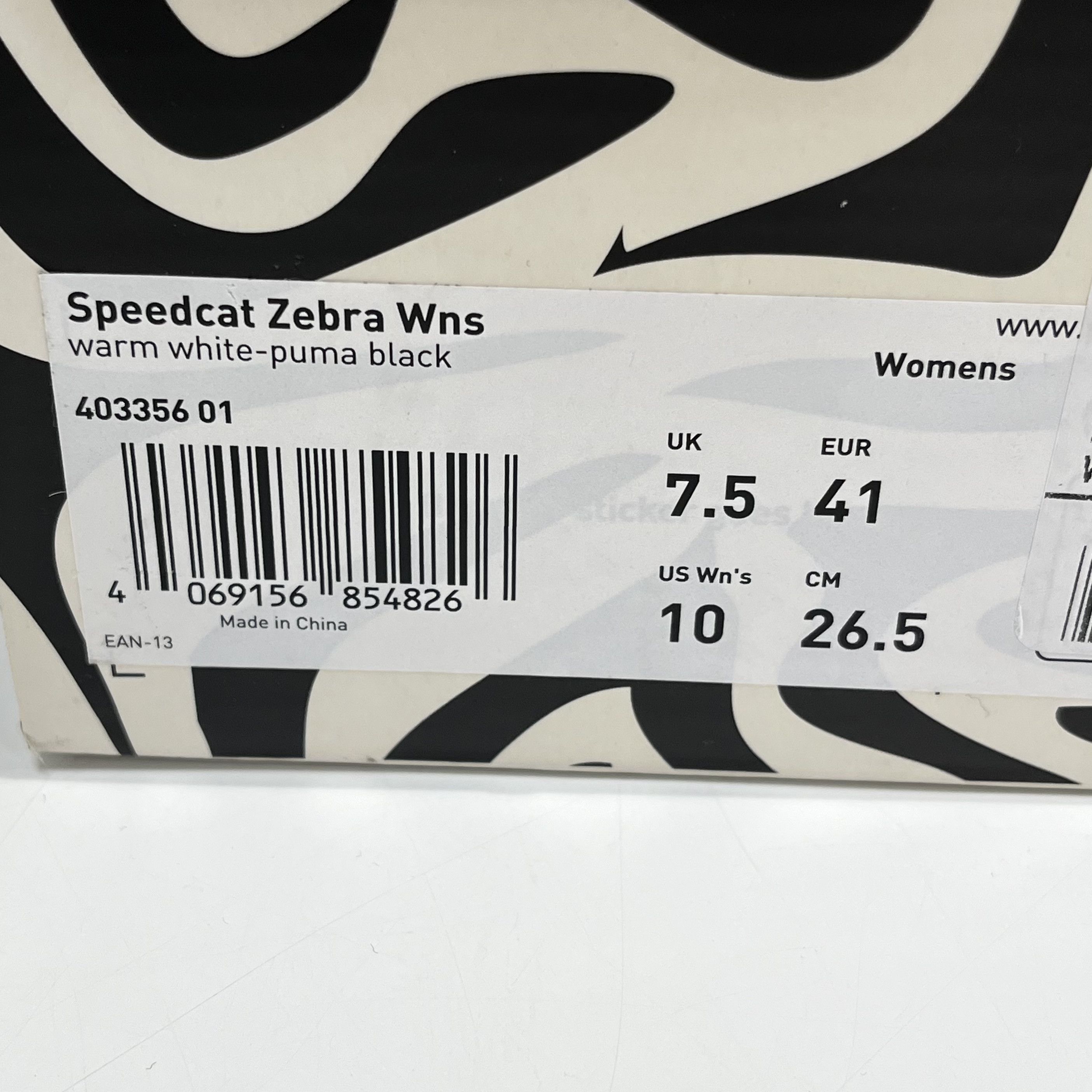 Puma Puma Speedcat Zebra (W) Size US 10 / IT 40 - 10 Thumbnail