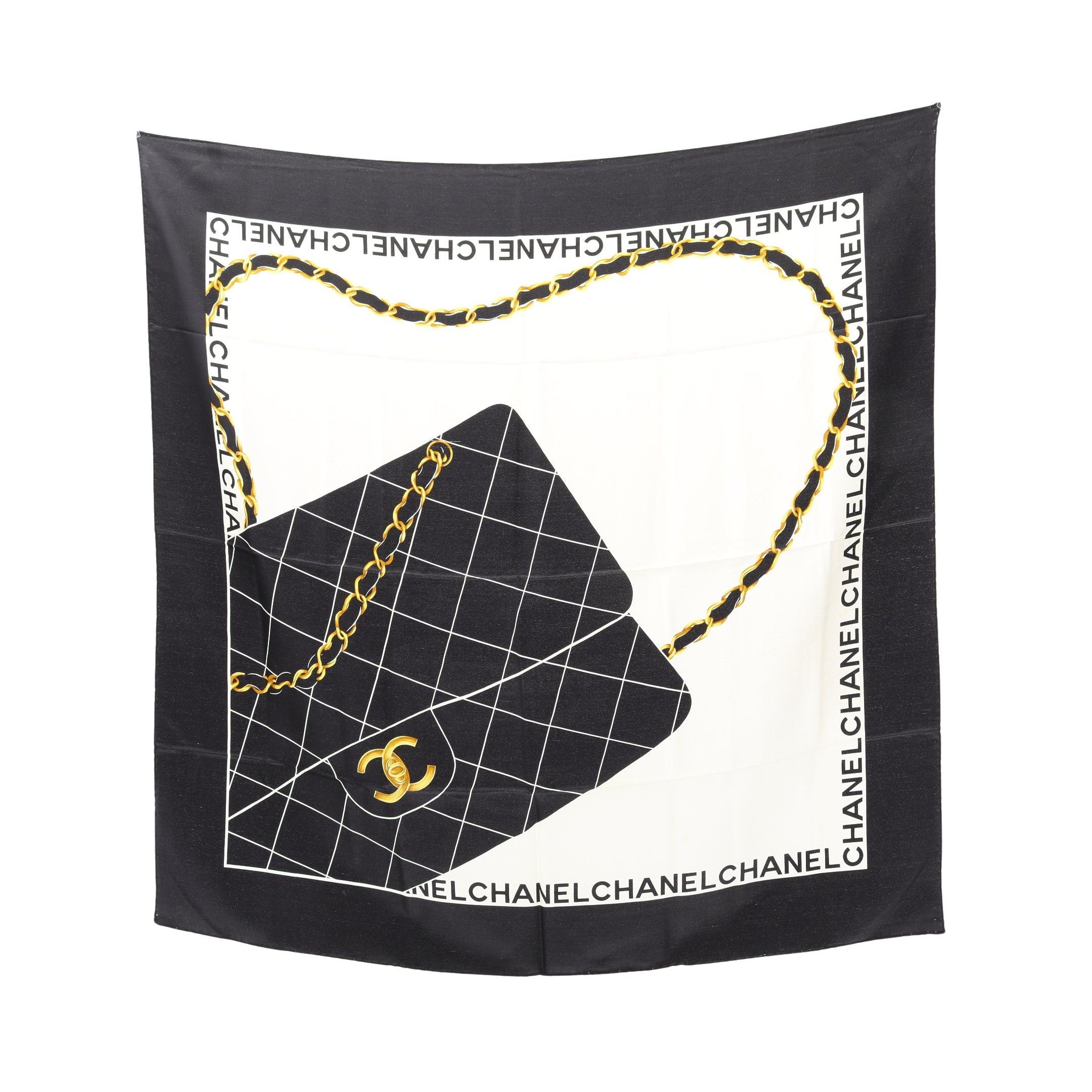 Chanel Chanel Matelasse Scarf Silk White Black Yellow Size ONE SIZE - 1 Thumbnail
