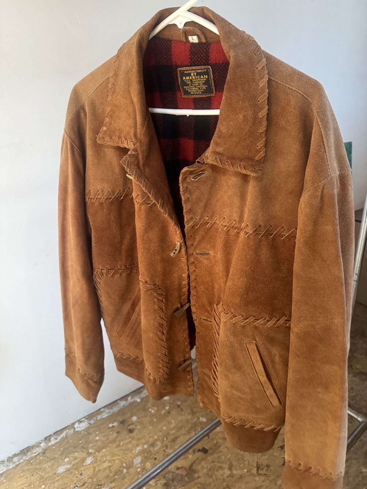 Designer American Vintage Suede Leather Jacket w/ Whipstitch Size US L / EU 52-54 / 3 - 4 Thumbnail
