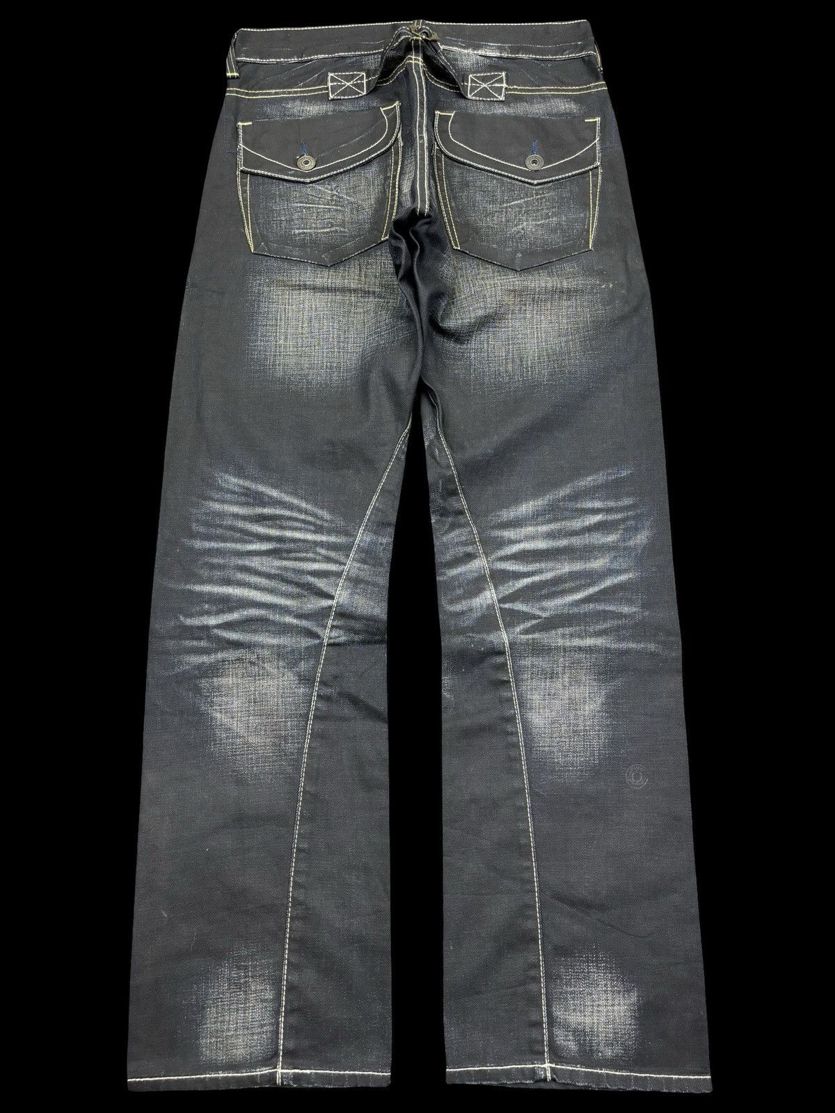 Japanese Brand 💥Sick Back Number Multipockets Indigo Stone Wash Denim F718 Size US 32 / EU 48 - 2 Thumbnail