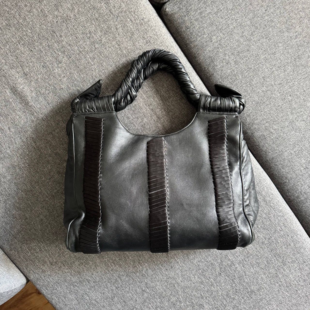 Giorgio Armani Giorgio Armani Black Oversized Leather Daily Bag Size ONE SIZE - 5 Thumbnail