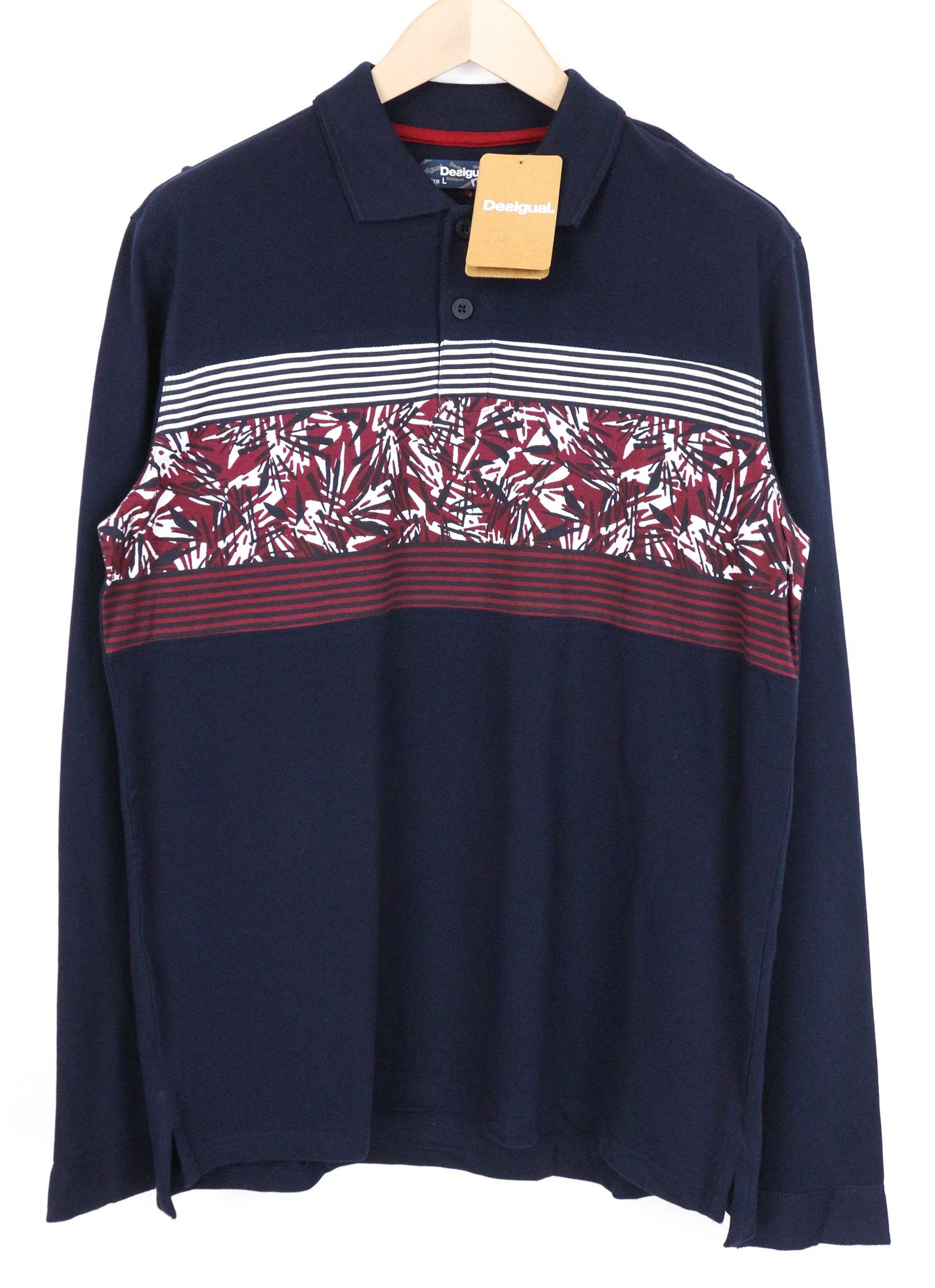 Desigual TEPIT L Navy Cotton Patterned Polo Shirt 74473 Size US L / EU 52-54 / 3 - 1 Thumbnail