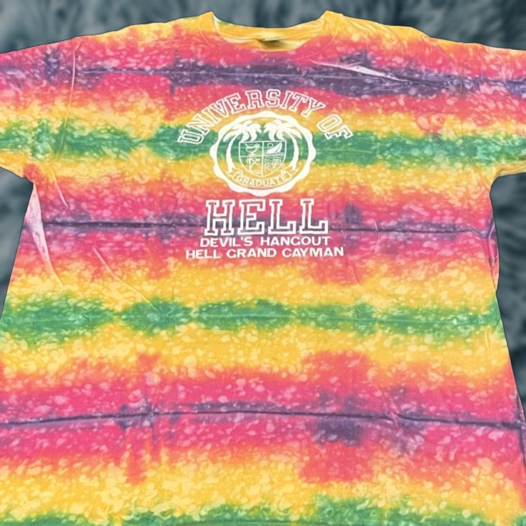Vintage VINTAGE 90s University Of Hell Graduate Cayman Humor Tie Dye VTG Shirt Mens XXL Size US XXL / EU 58 / 5 - 1 Thumbnail