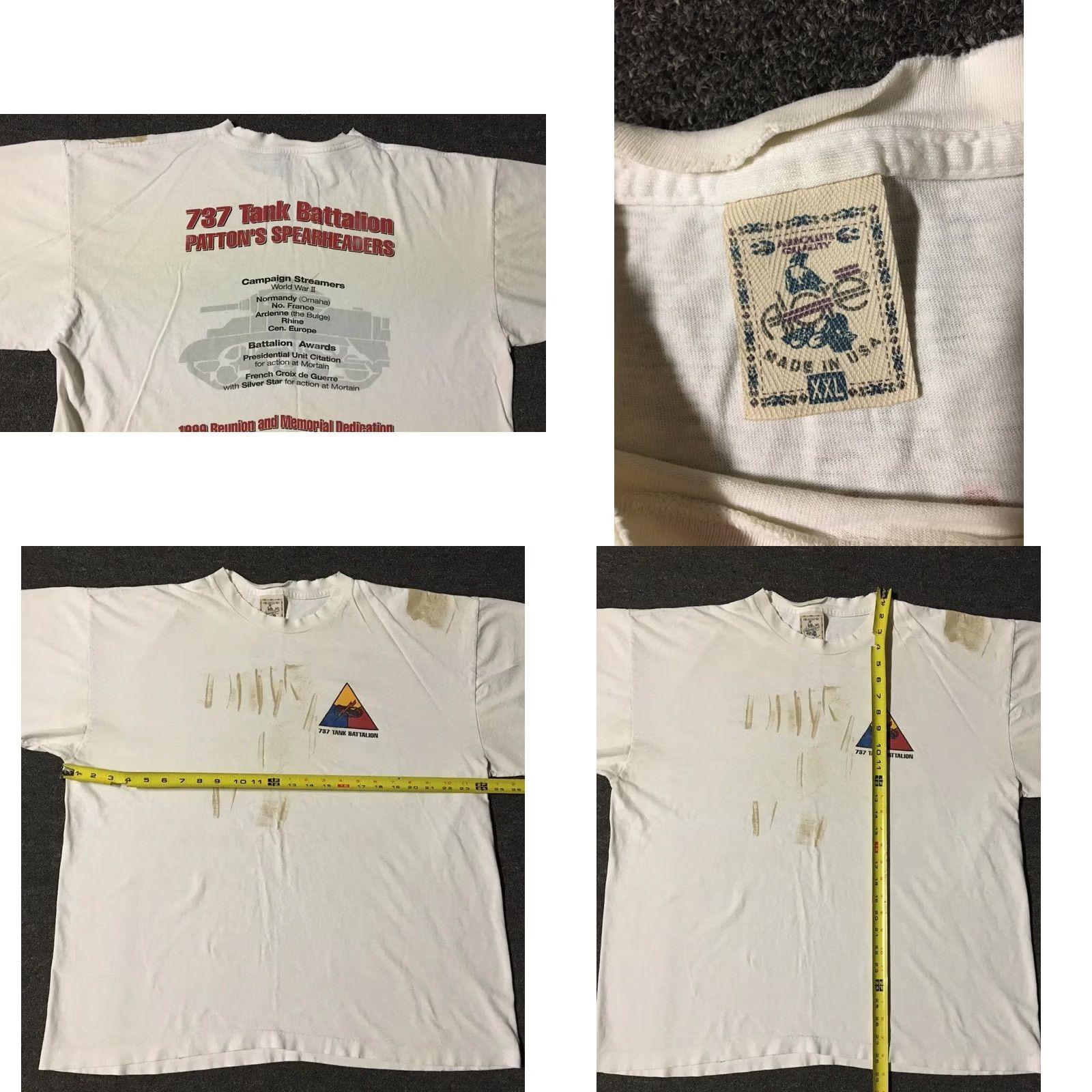 Vintage VINTAGE 90s Army Shirt 2XL White Short Sleeve Crew Neck Graphic Tee Military Grunge Patton's Spearheaders USA USMC Navy Seal California 80s 90s Size US XXL / EU 58 / 5 - 9 Thumbnail