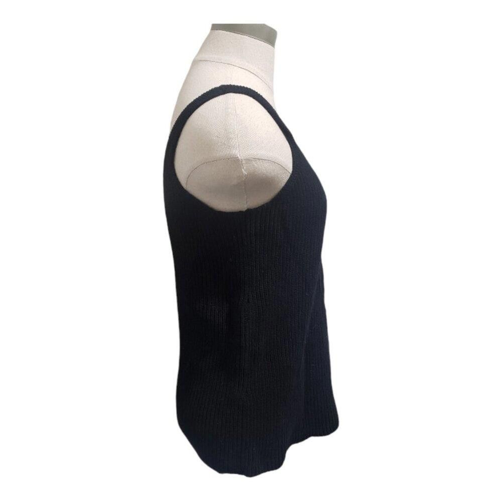 Designer CT1912 The Drop Ribbed Black Sweater Tank S Size S / US 4 / IT 40 - 3 Thumbnail